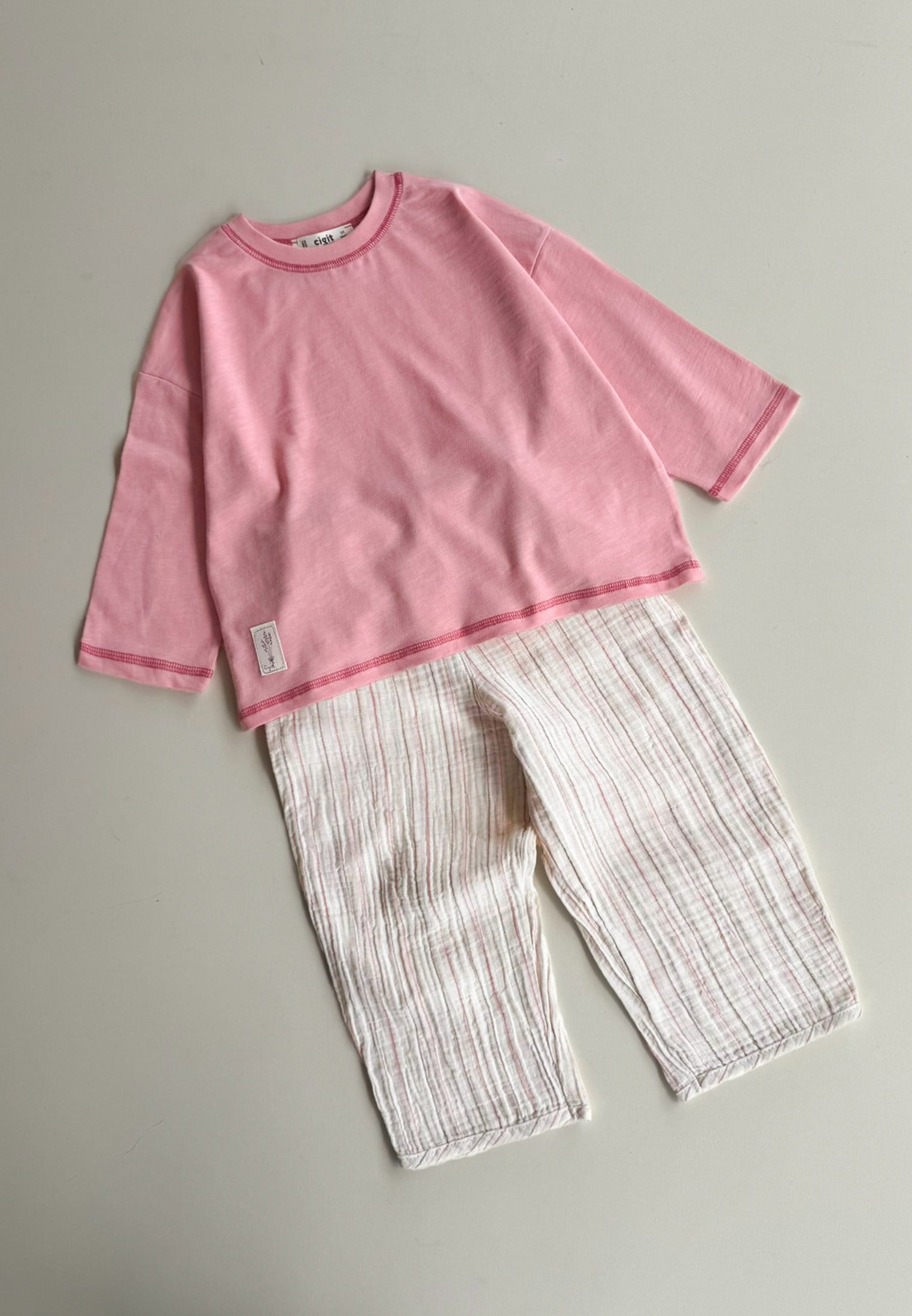 CigitOversize Pantolon Takım 2-10 Yaş PEMBE