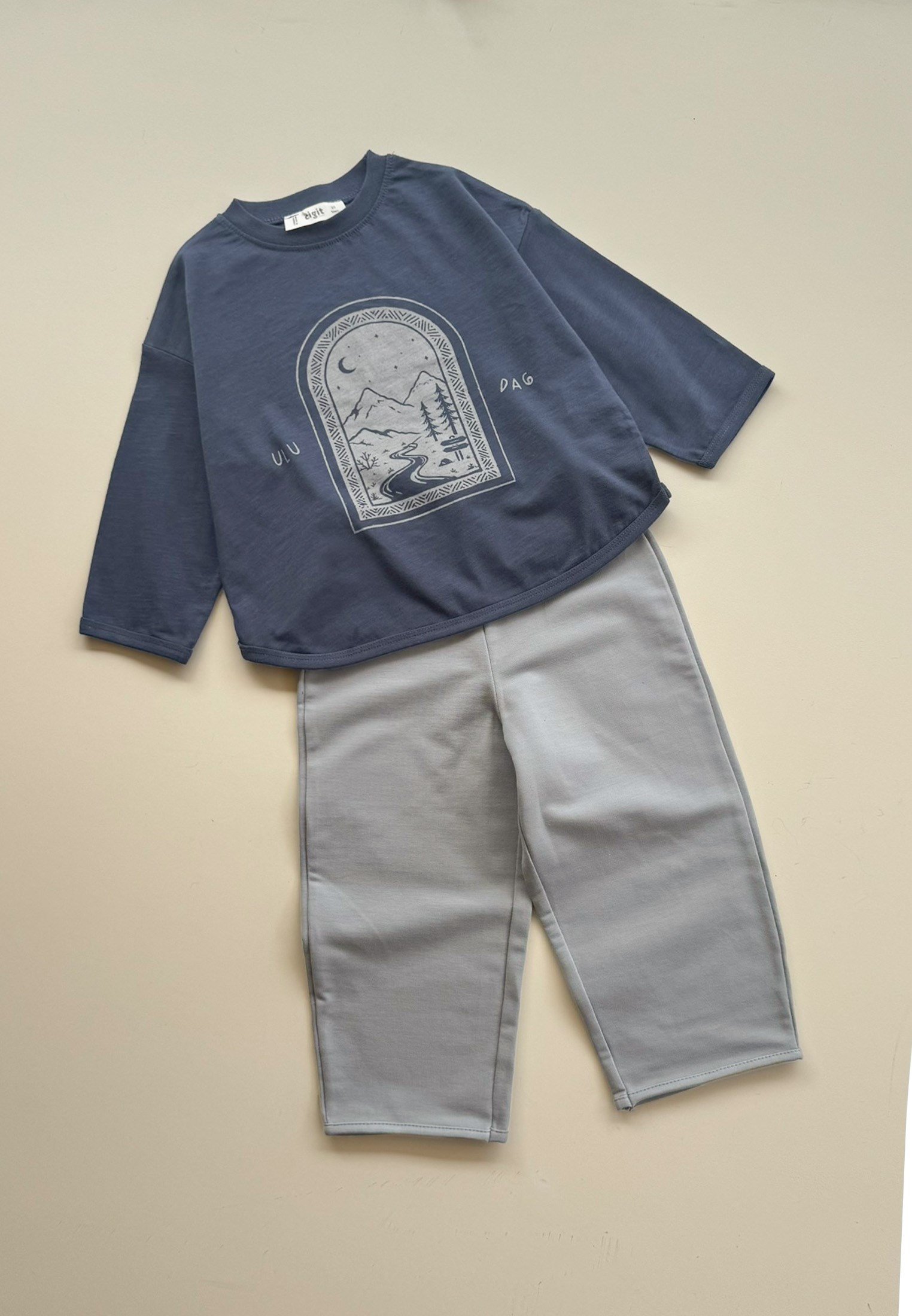 CigitOversize Uzun Kollu T-Shirt Takım 2-8 Yaş LACİVERT
