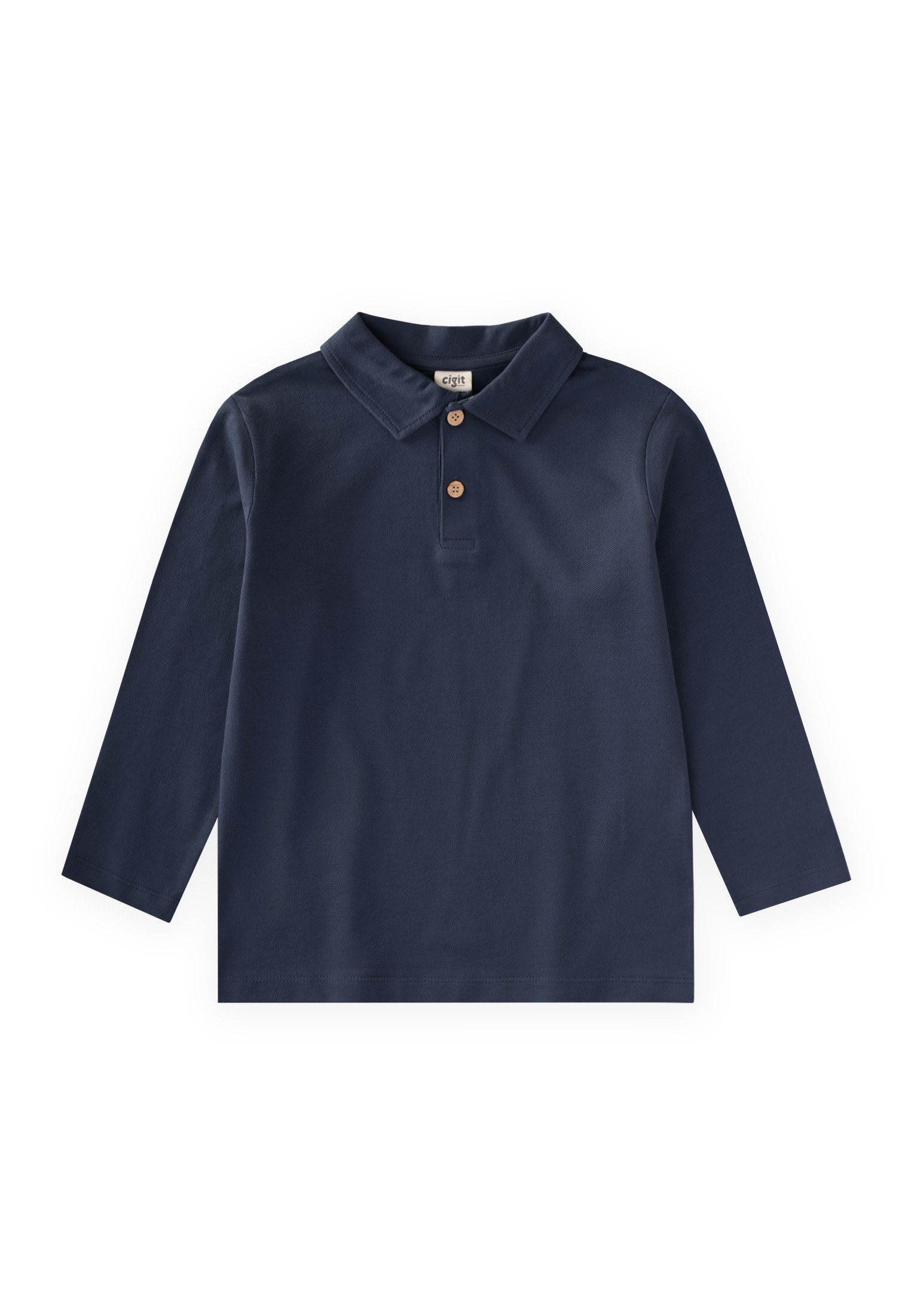 CigitPolo Yaka Uzun Kollu T-Shirt 5-12 Yaş LACİVERT
