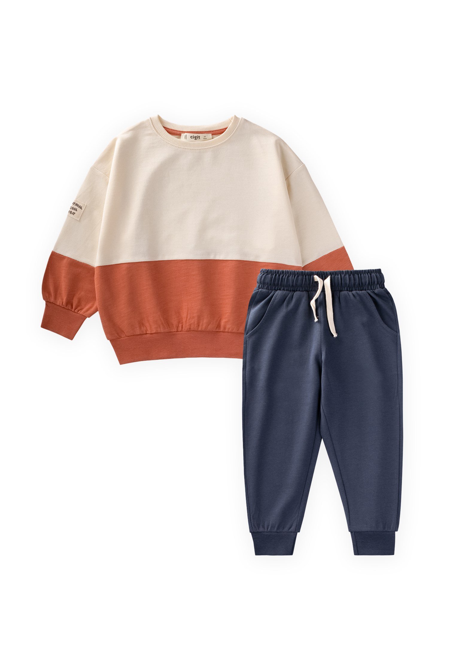 CigitGarnili Sweatshirt Takım 8-12 Yaş EKRU LACİVERT