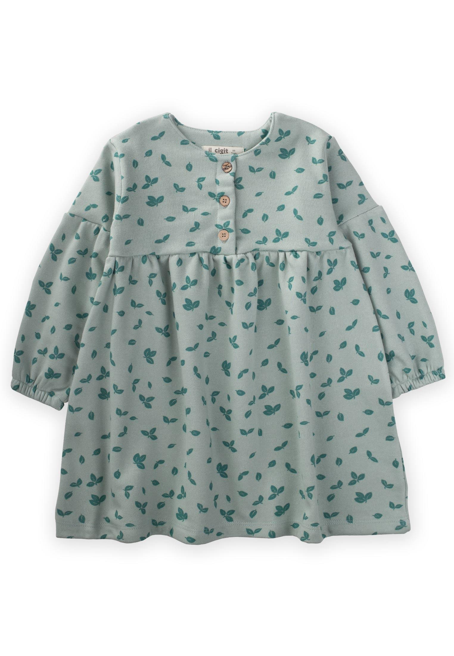 CigitDesenli Elbise 2-8 Yaş MİNT YEŞİLİ