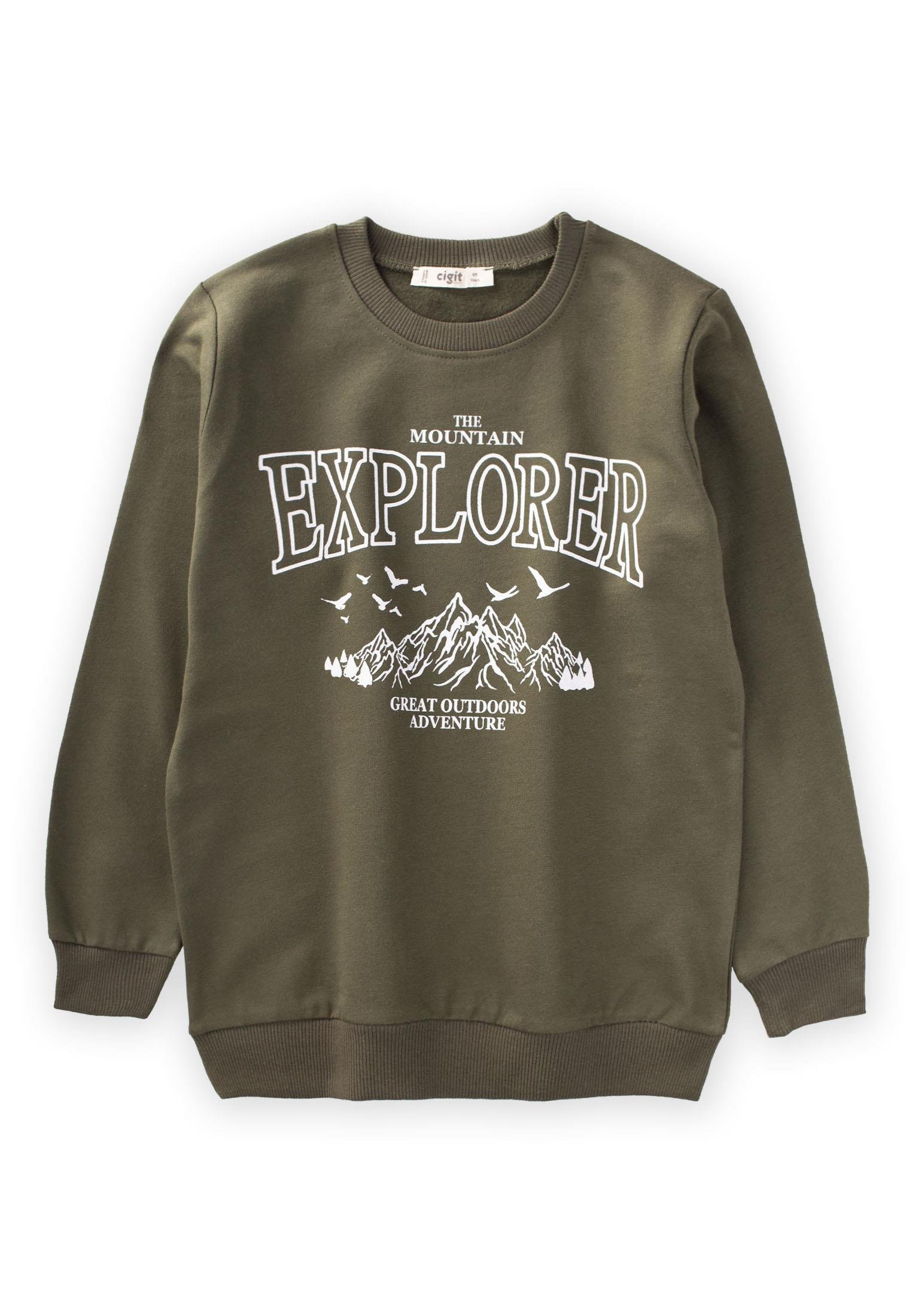 CigitExplorer Sweatshırt t8-13 Yaş HAKİ YEŞİL