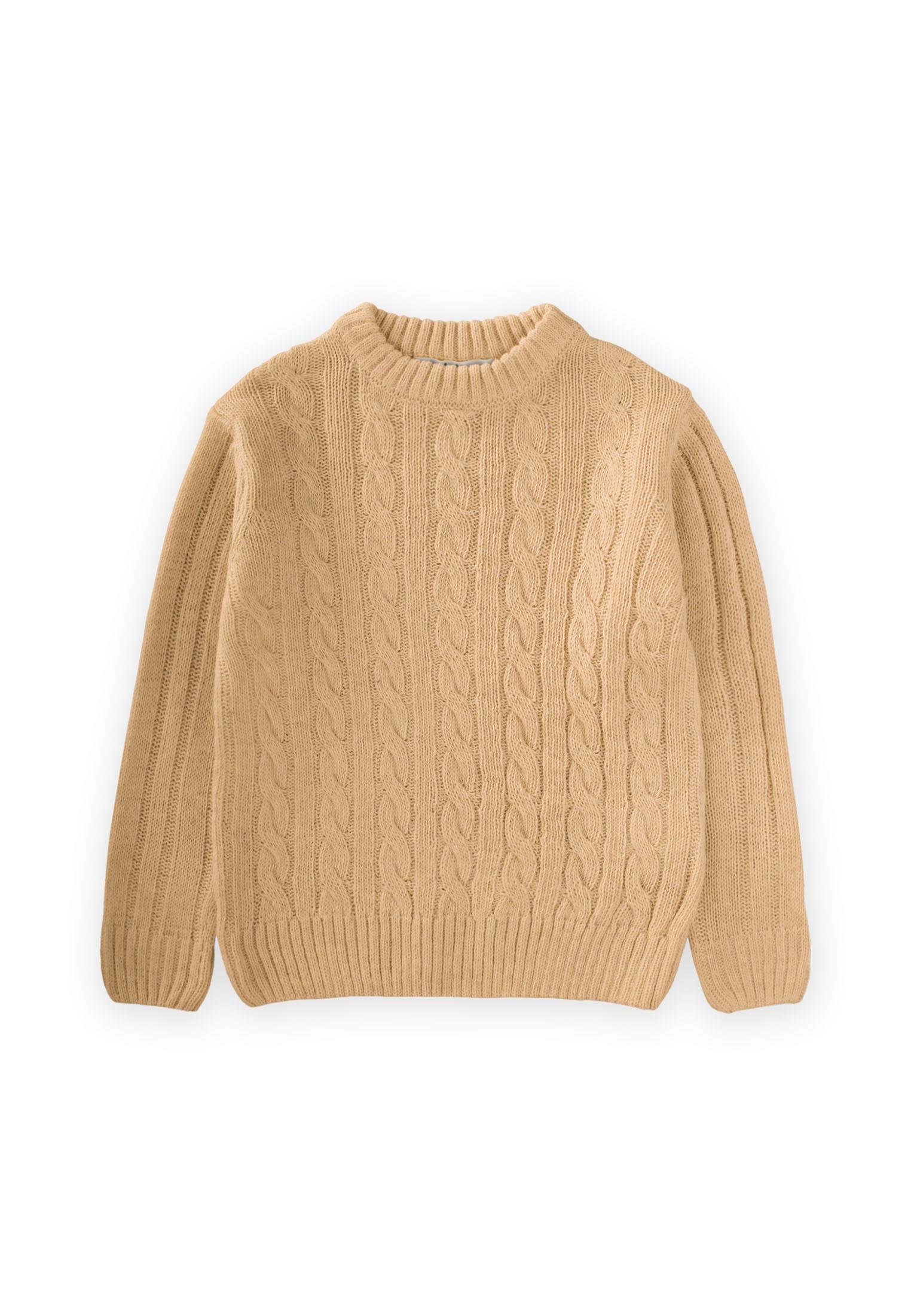 CigitSaç Örgülü Kazak 1-8 Yaş HARDAL SARI