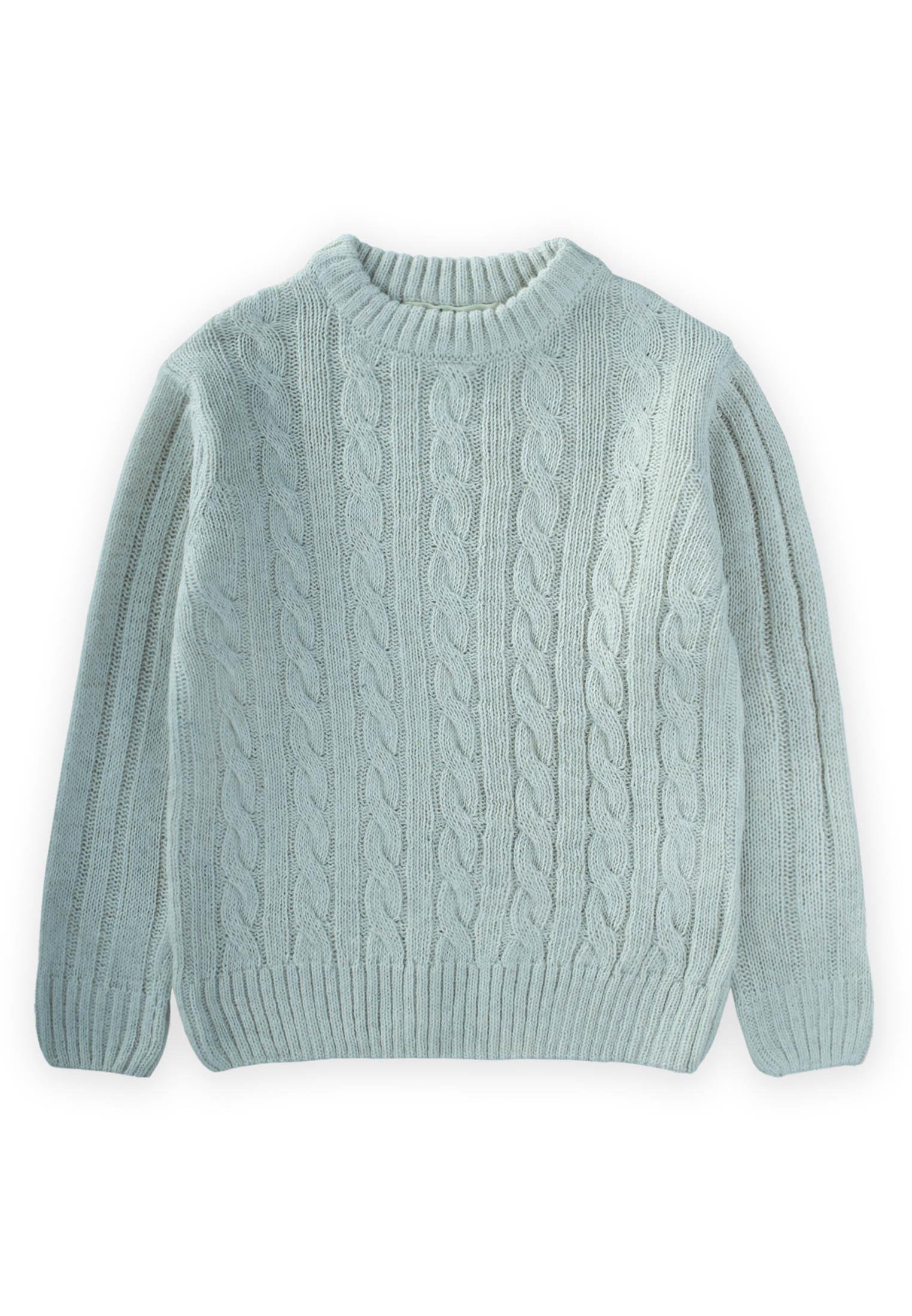 CigitSaç Örgülü Kazak 1-8 Yaş MİNT YEŞİLİ