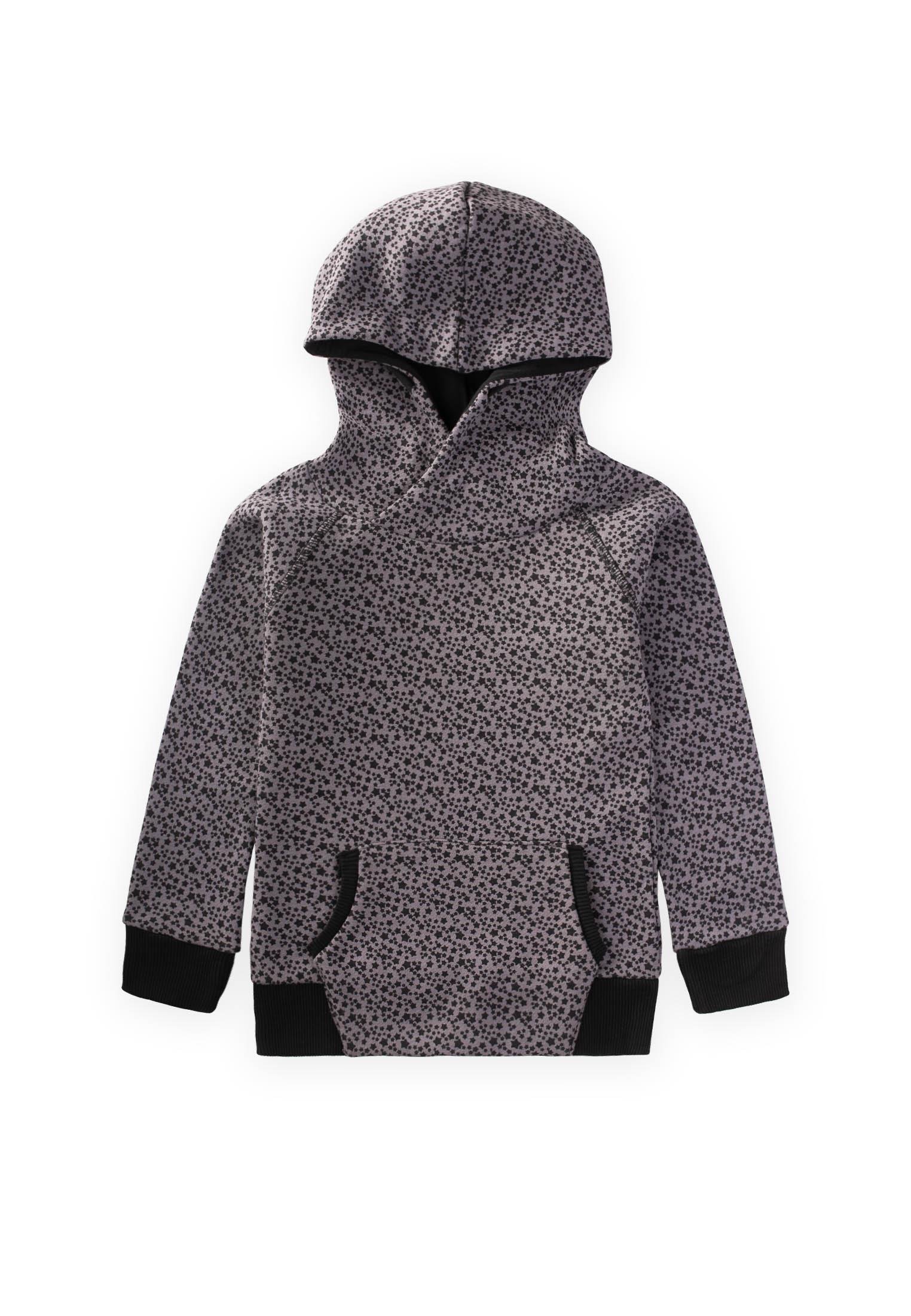 CigitDesenli Kapşonlu Sweatshırt 3-9 Yaş FÜME