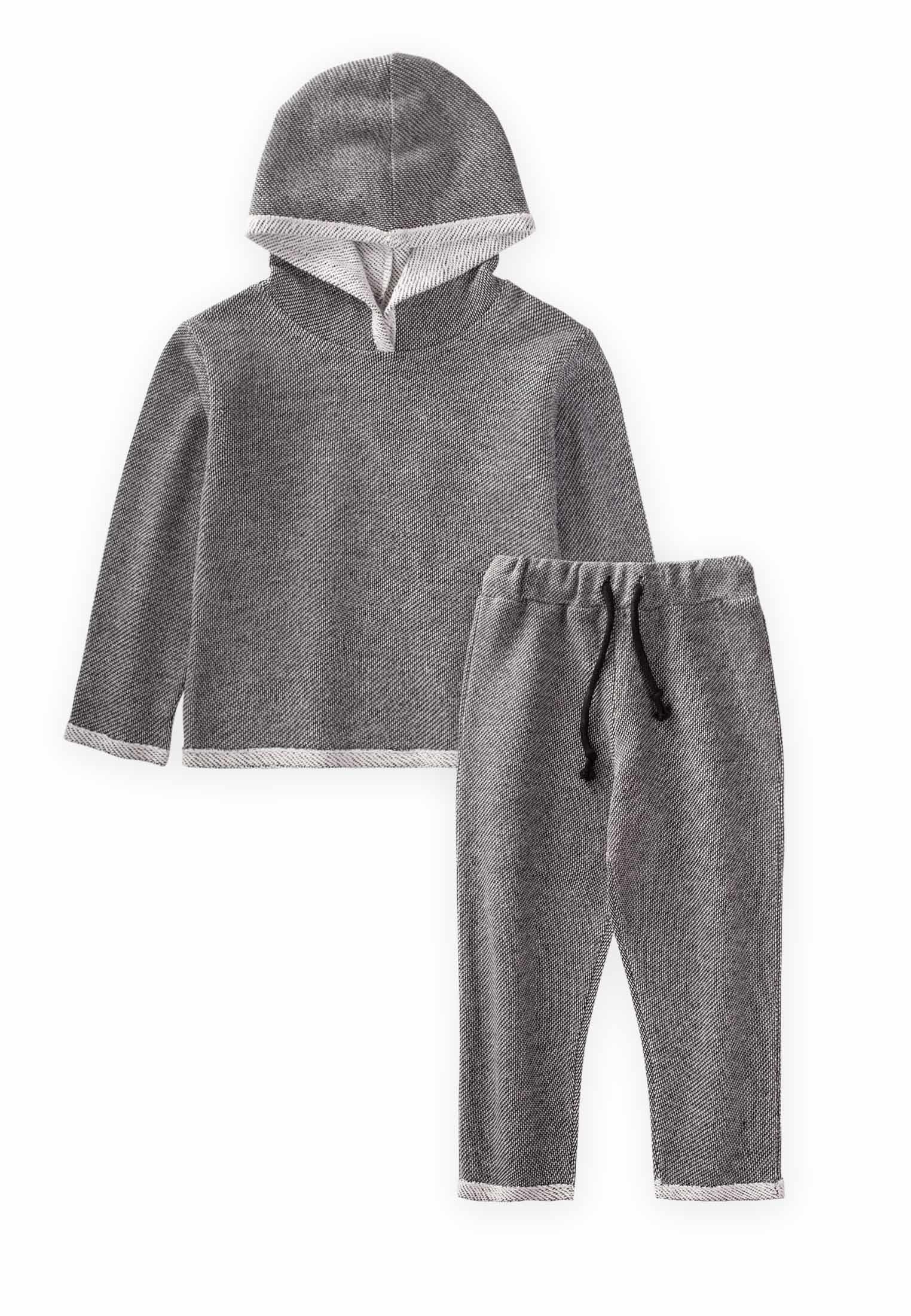 CigitKapşonlu Örme Sweatshırt Takım 2-9 Yaş FÜME