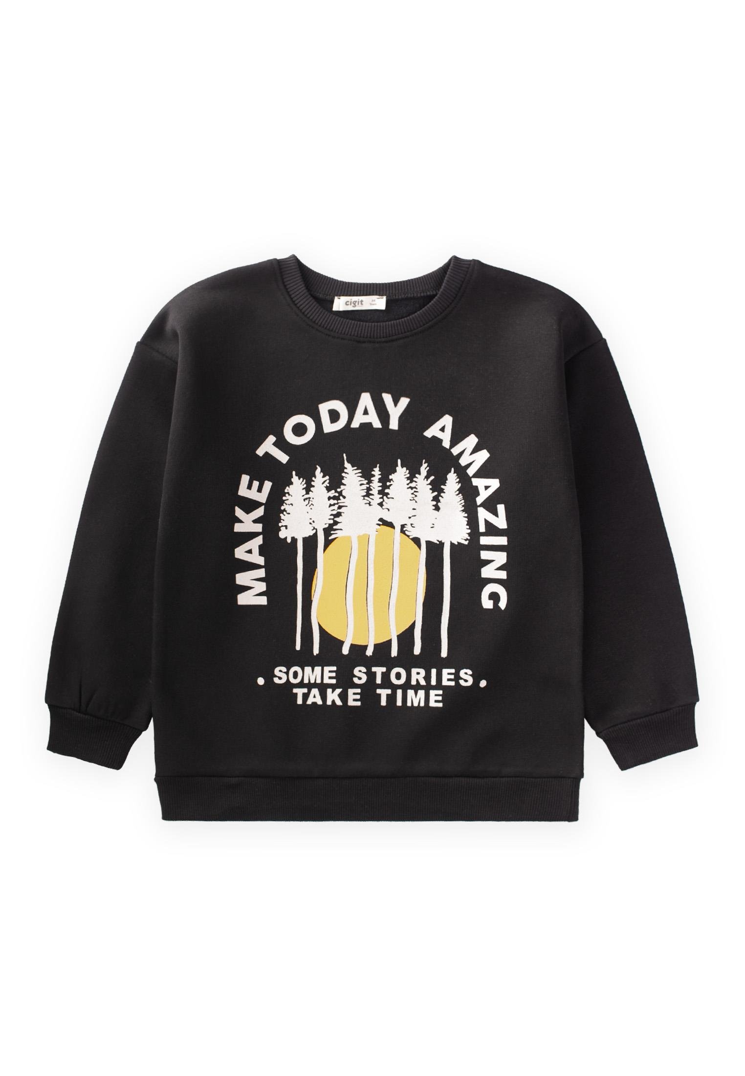 CigitAmazıng Baskılı Sweatshırt 3-10 Yaş SİYAH