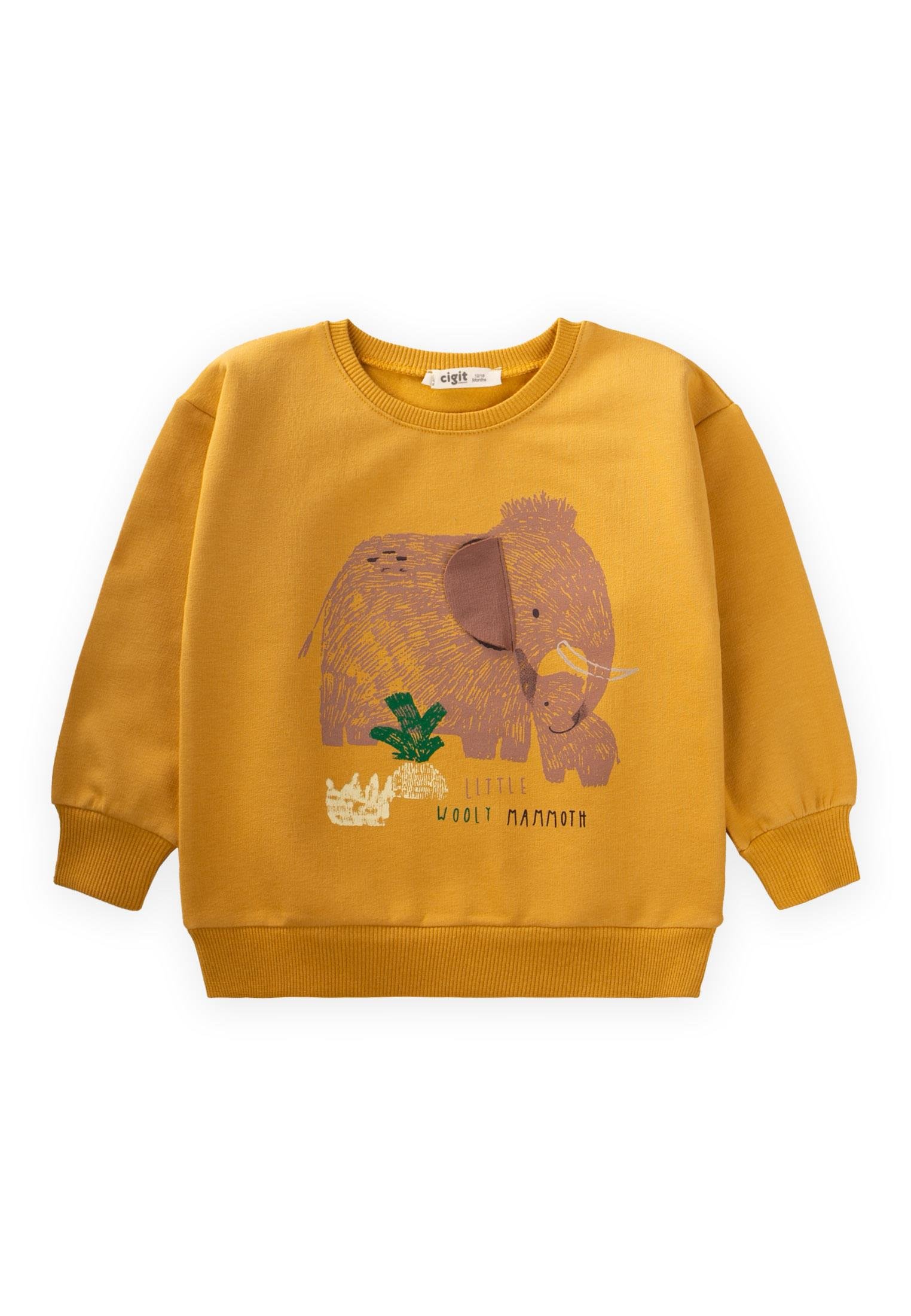 CigitFil Baskılı Sweatshırt 1-5 Yaş HARDAL SARI
