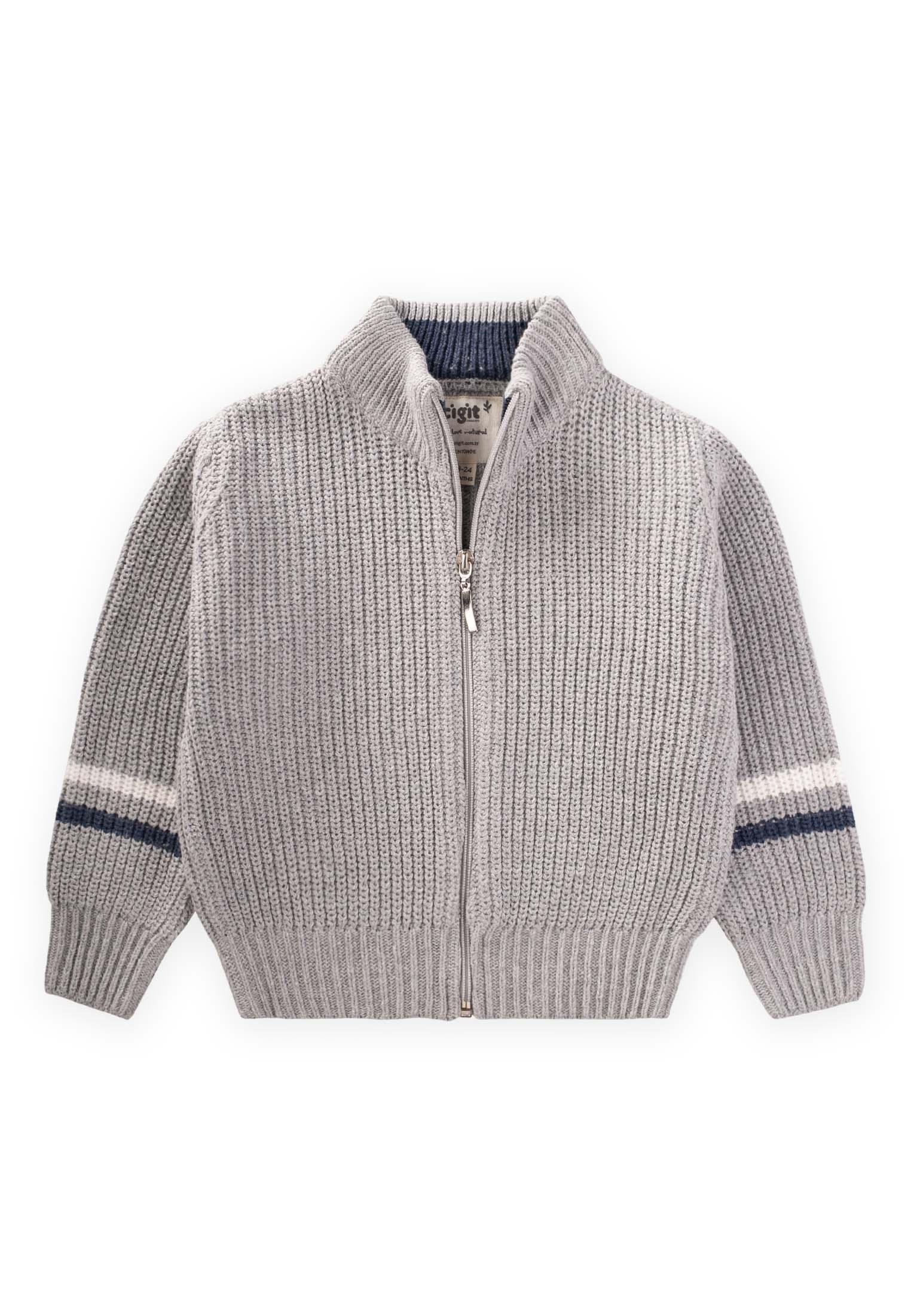 CigitFermuarlı Triko Hırka 2-9 Yaş GRİ