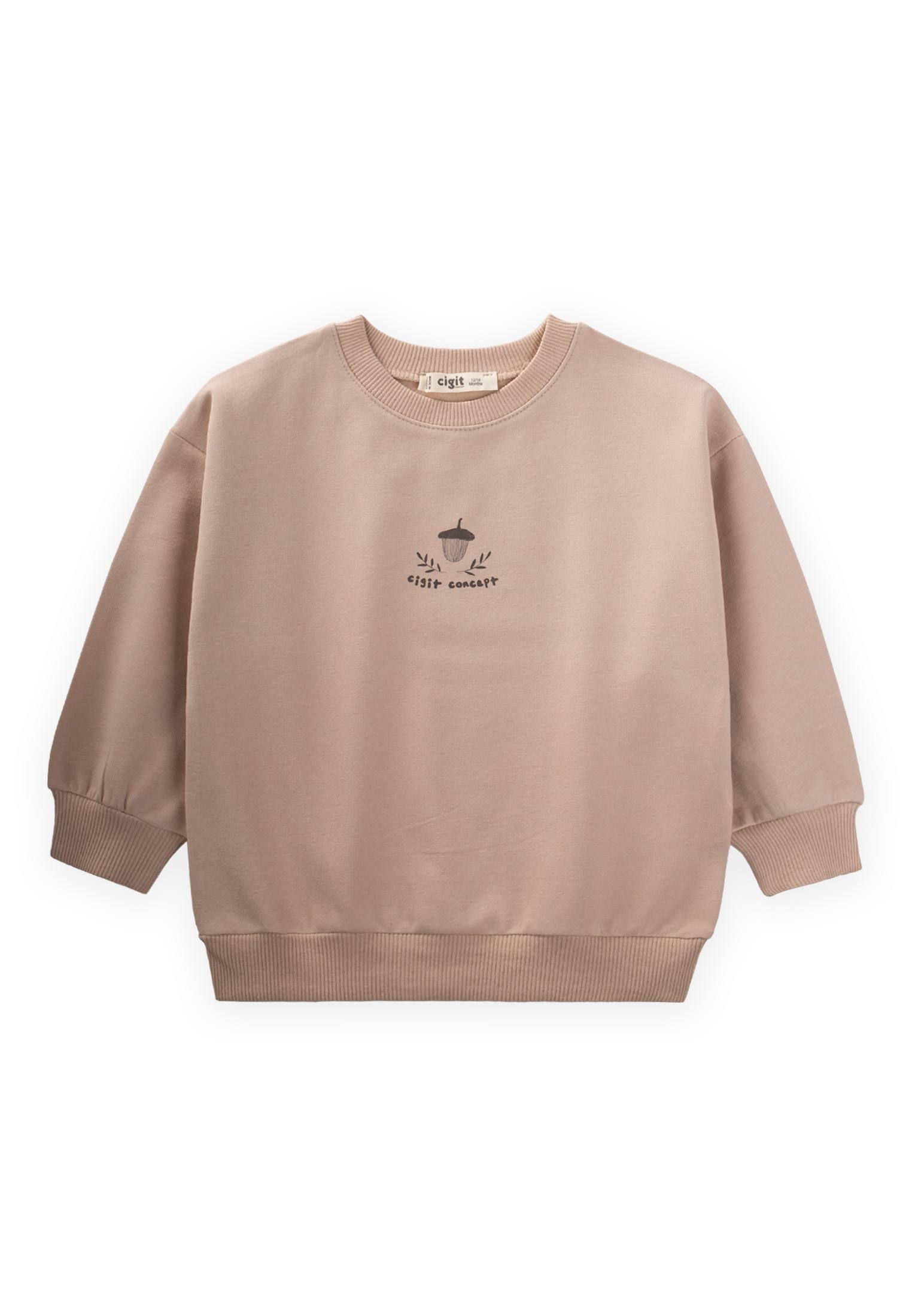 CigitPalamut Baskılı Sweatshırt 1-7 Yaş BEJ