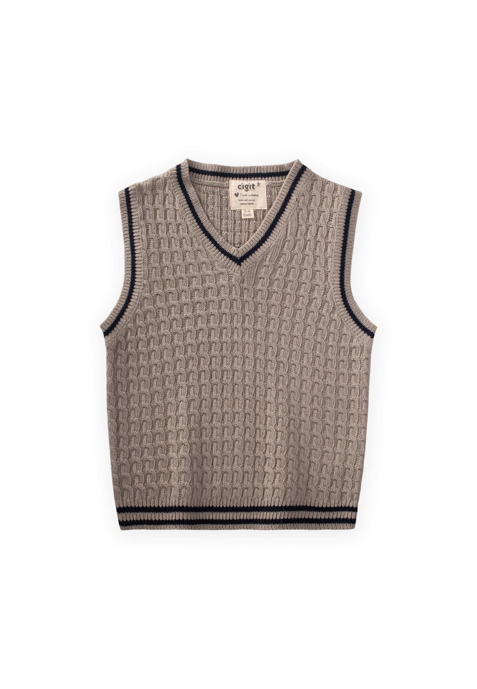 CigitSaş Örgü Triko Süeter 3-9 Yaş BEJ