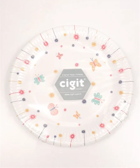 Cigit8'Lı Karton Tabak Kelebek Desen