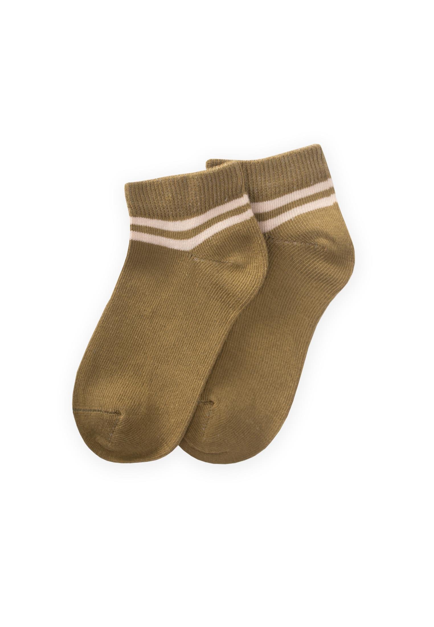 CigitHam Çizgili Çocuk Patik Çorabı 5-12 Yaş YAĞ YEŞİLİ