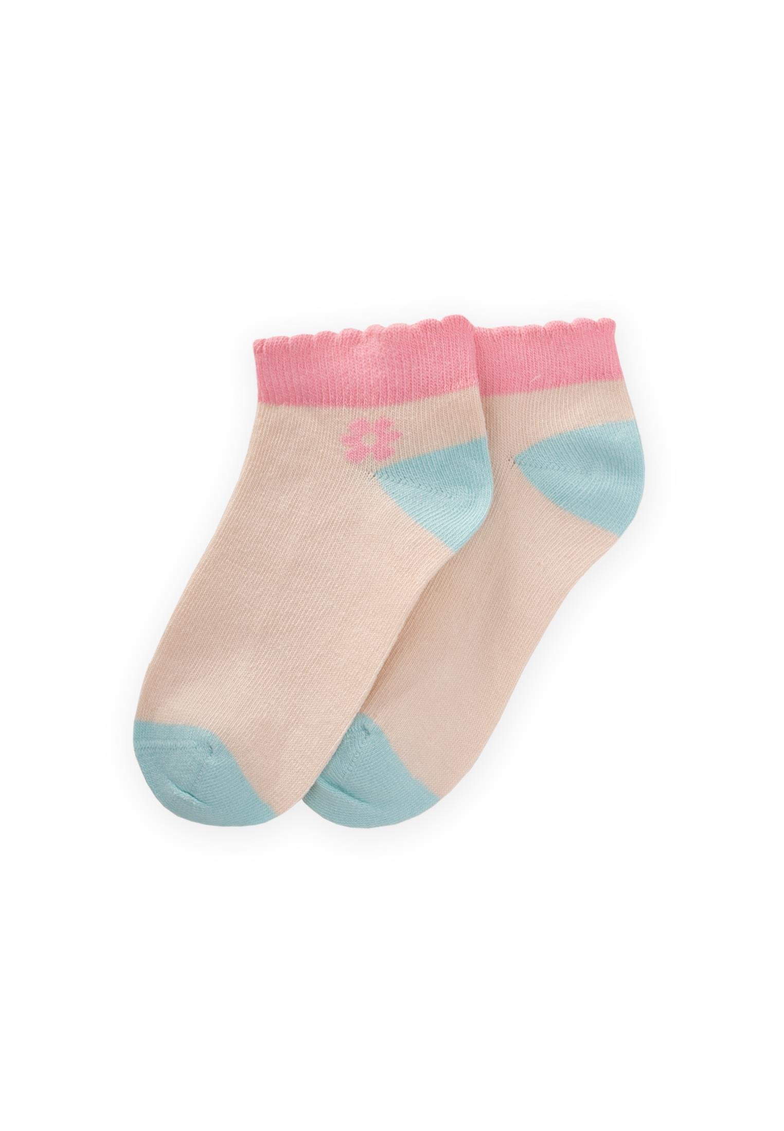 CigitTopuk Burnu Renkli Çocuk Patik Çorabı 5-12 Yaş Mavi Pembe