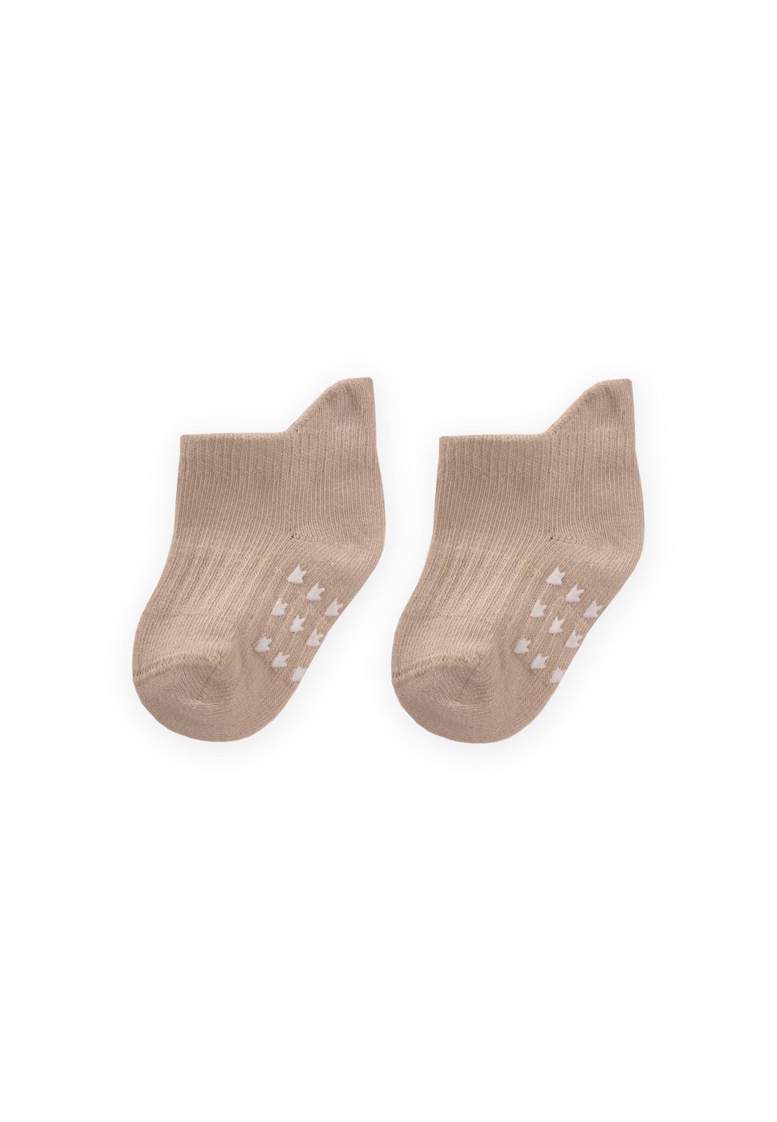 CigitABS Baskılı Bebe Patik Çorabı 0-4 Yaş BEJ