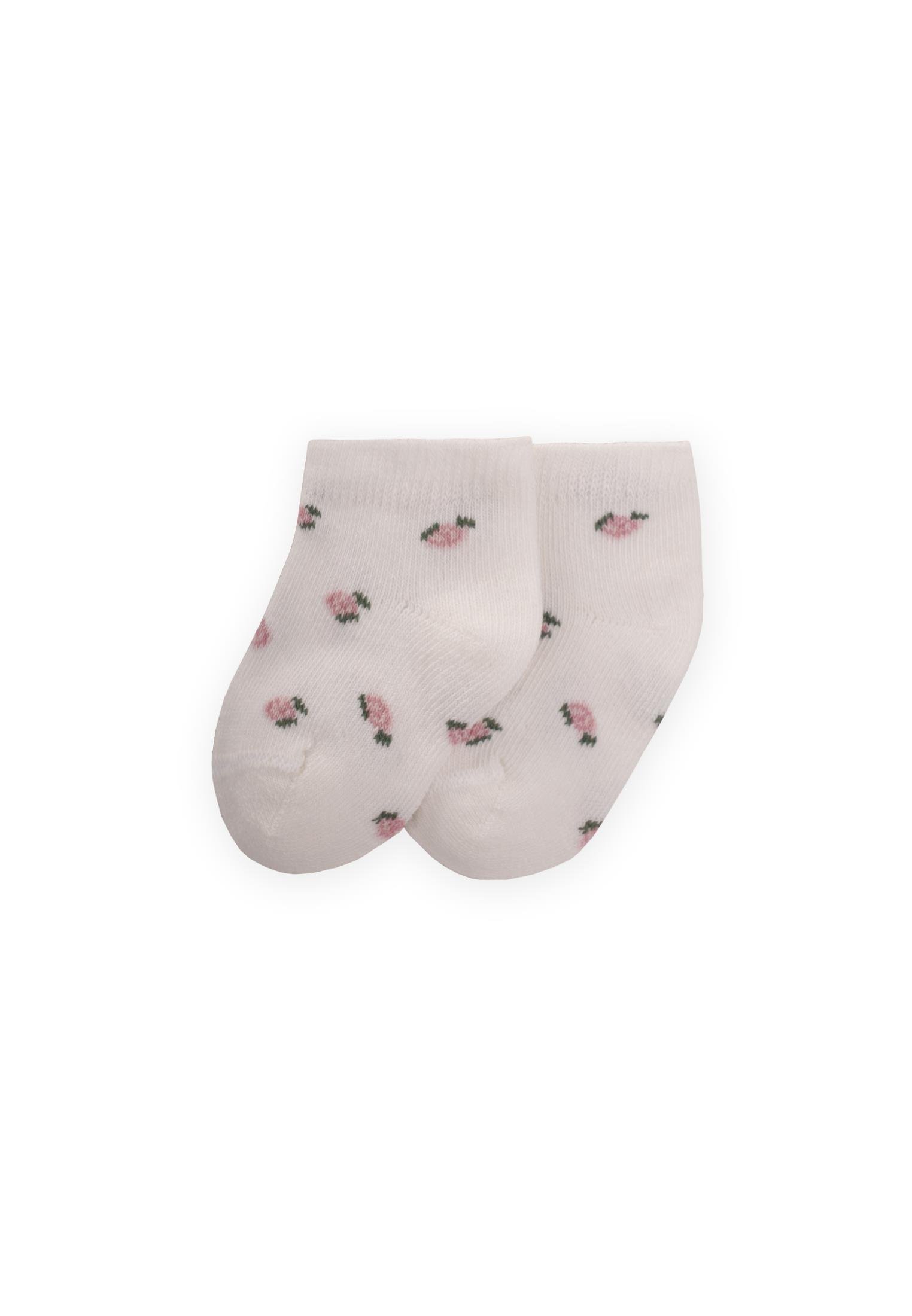 CigitÇiçek Desenli Bebe Patik Çorabı 0-4 Yaş EKRU