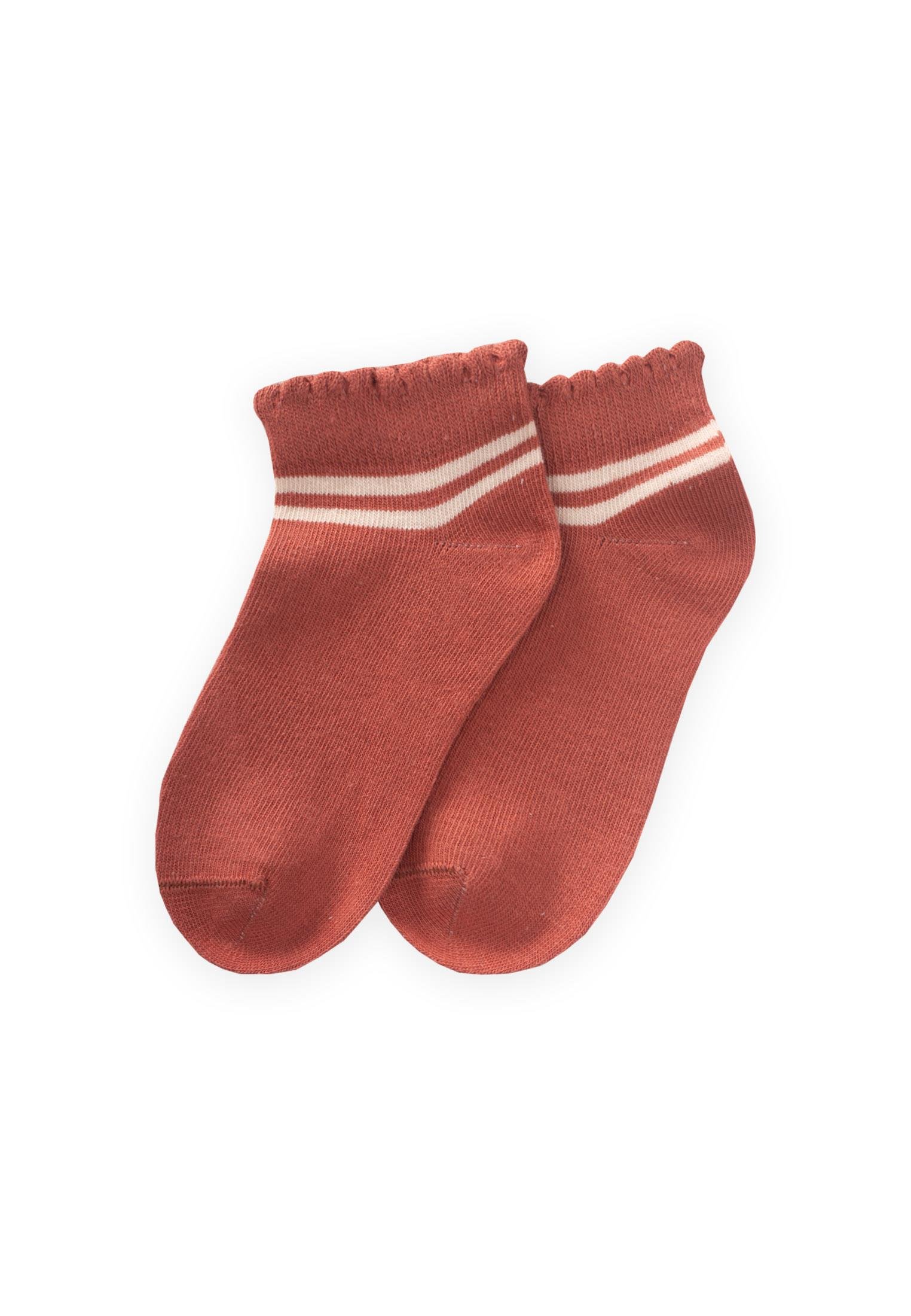 CigitÇemberli Güpürlü Çocuk Patik Çorabı 5-12 Yaş KİREMİT