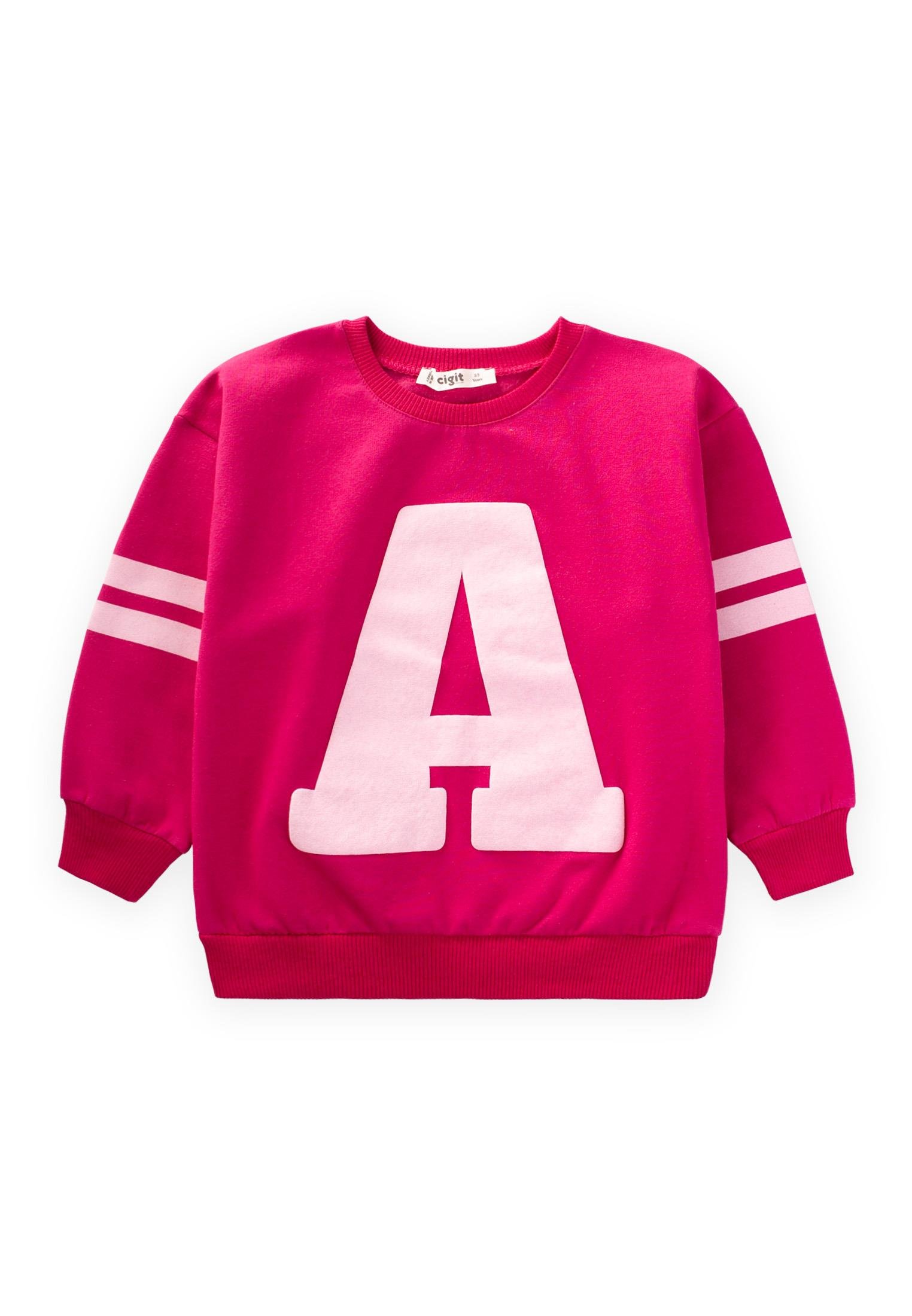 CigitA Baskılı Sweatshirt 2-10 Yaş Fuşya