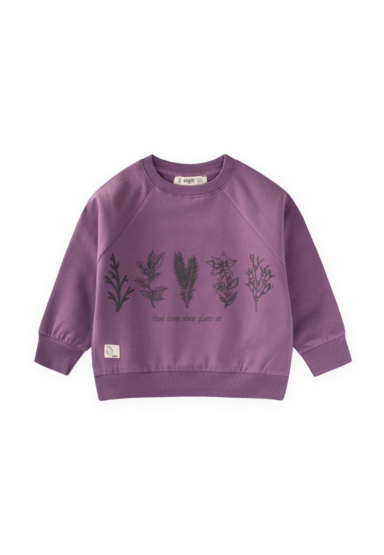 CigitAğaç Baskılı Sweatshirt 1-7 Yaş Mor