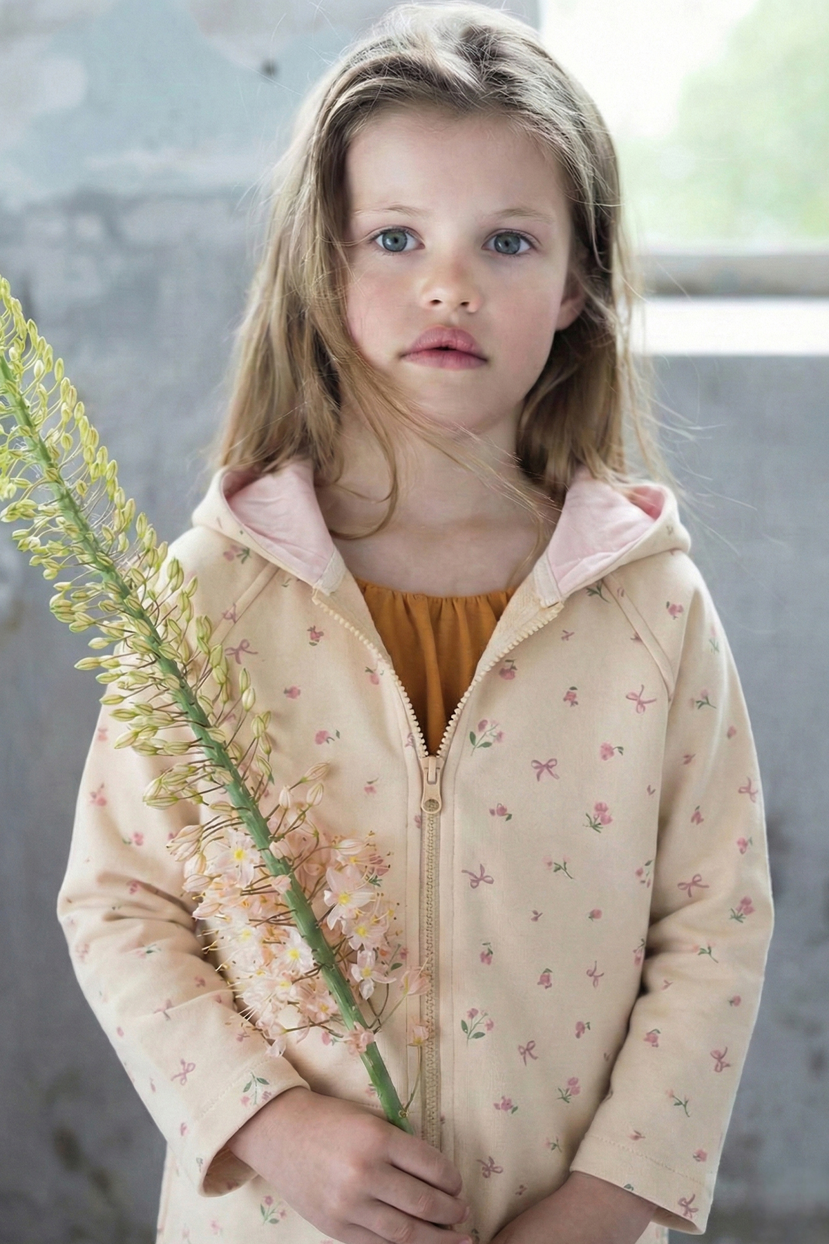 CigitAğır Kumaş Desenli Kapşonlu Hırka 1-8 Yaş SOFT SARI