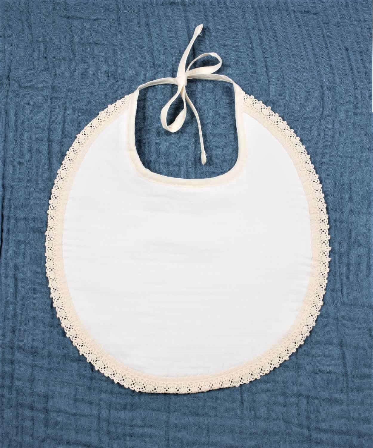 100109-2010Bağlamalı Bebek Mama Önlüğü 25 cm Muslın Ekru - Havlu Beyaz - CigitCigitBağlamalı Bebek Mama Önlüğü 25 cm Muslın Ekru - Havlu Beyaz