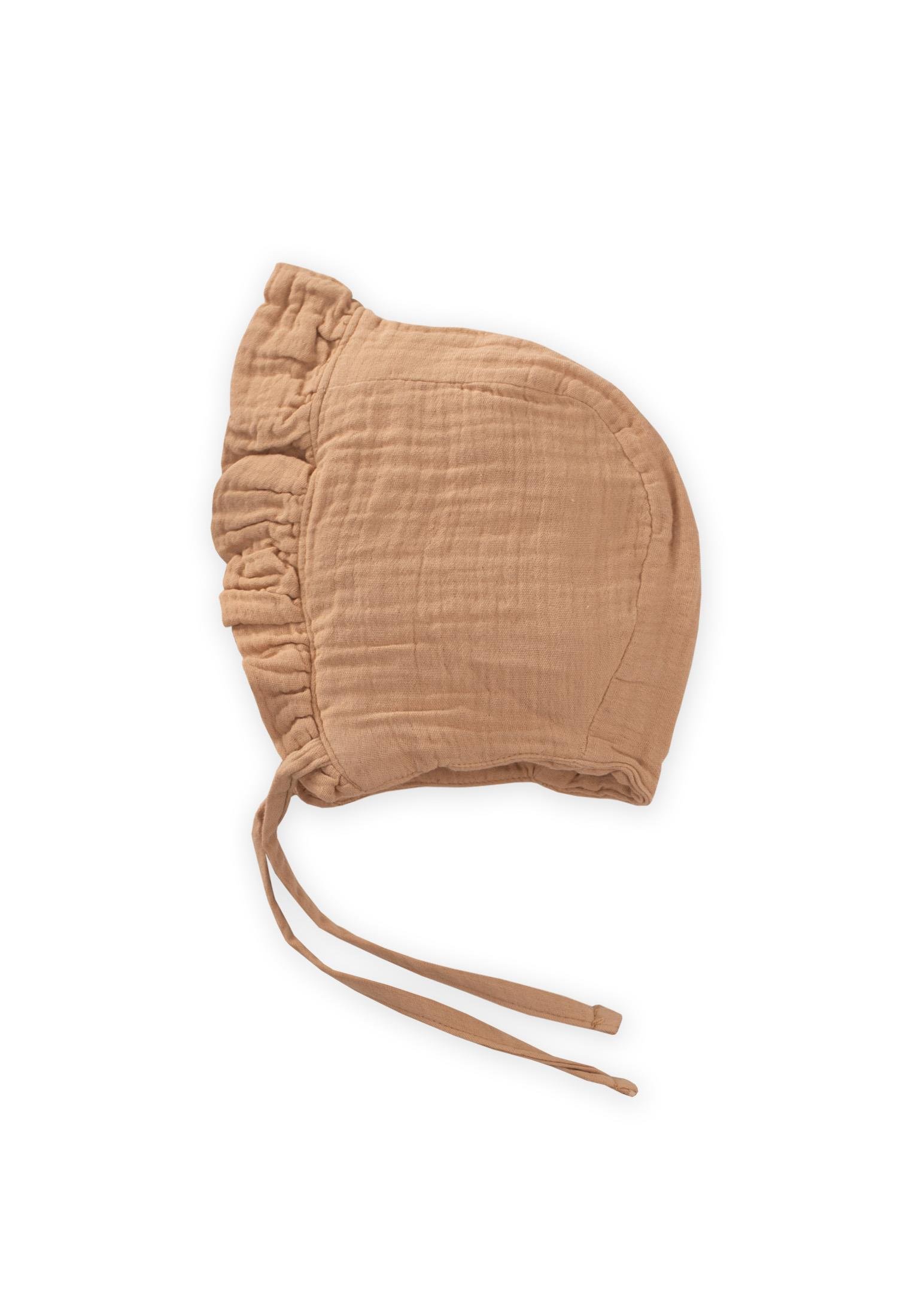 CigitBağlamalı Fırfırlı Müslim Bebek Şapka 0-2 yaş Caremel