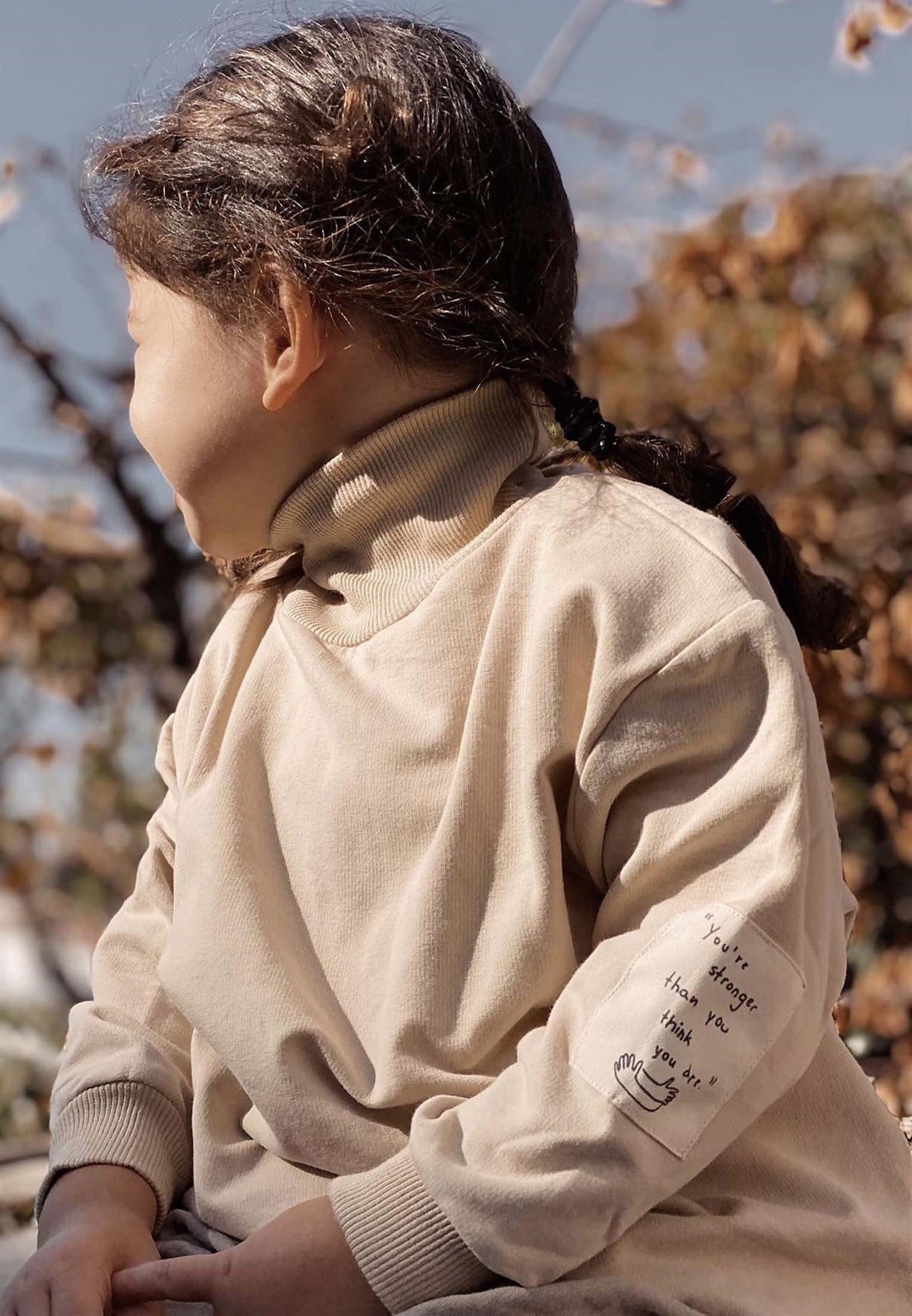 CigitBalıkçı Yaka Etiket Detaylı Sweatshirt 2-8 Yaş Kum