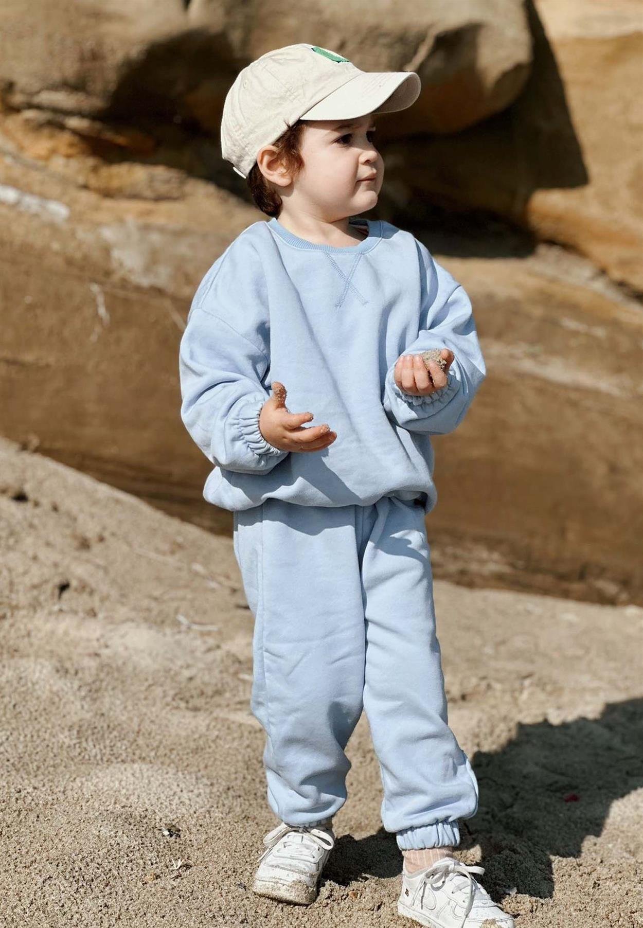 CigitBasic Karyokalı Sweatshirt Takım 2-8 Yaş Mavi