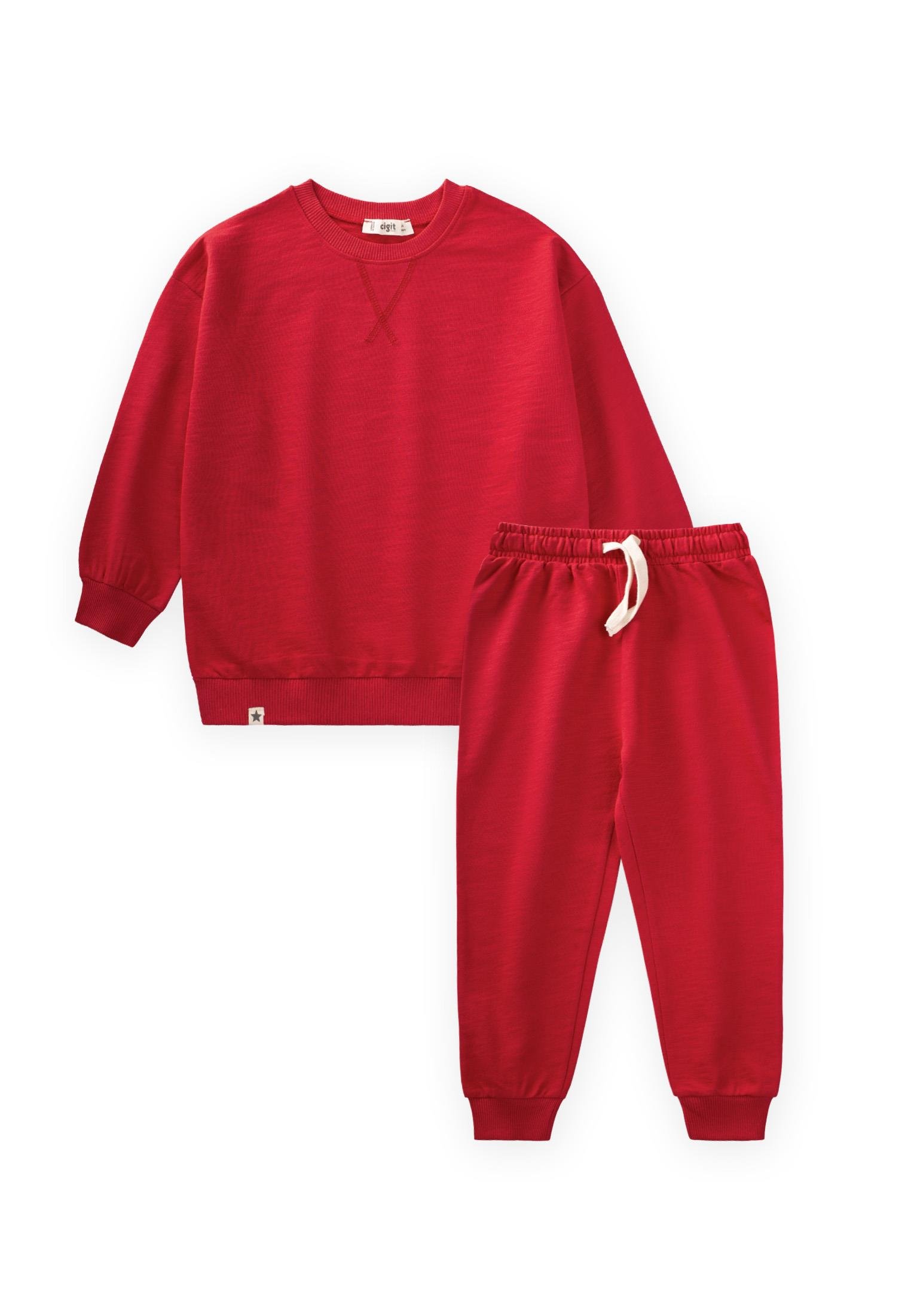 CigitBasic Sweatshirt Suit Age 3-8 RED