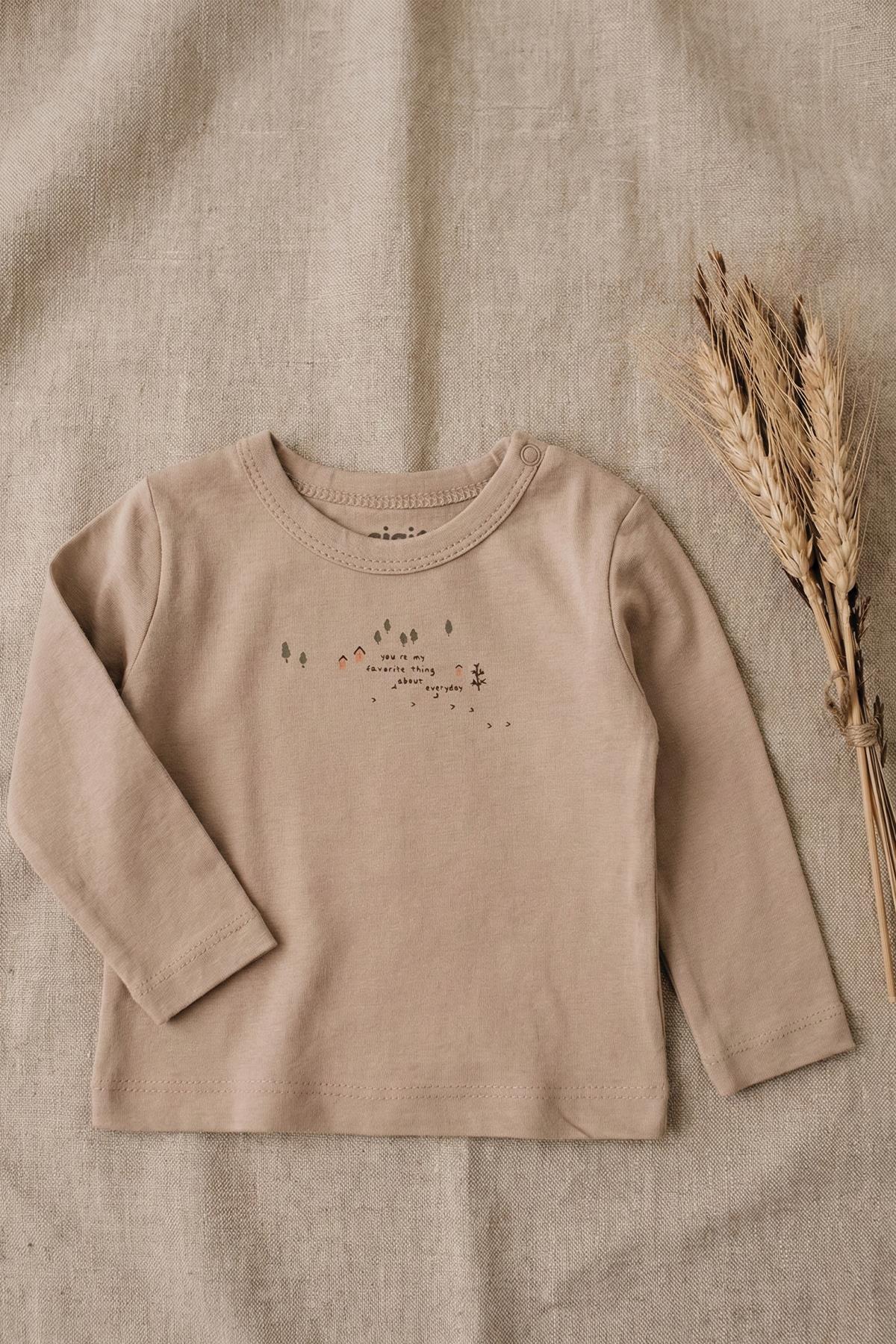 CigitBaskılı Mevsimlik T-Shırt 0-4 Yaş TAŞ