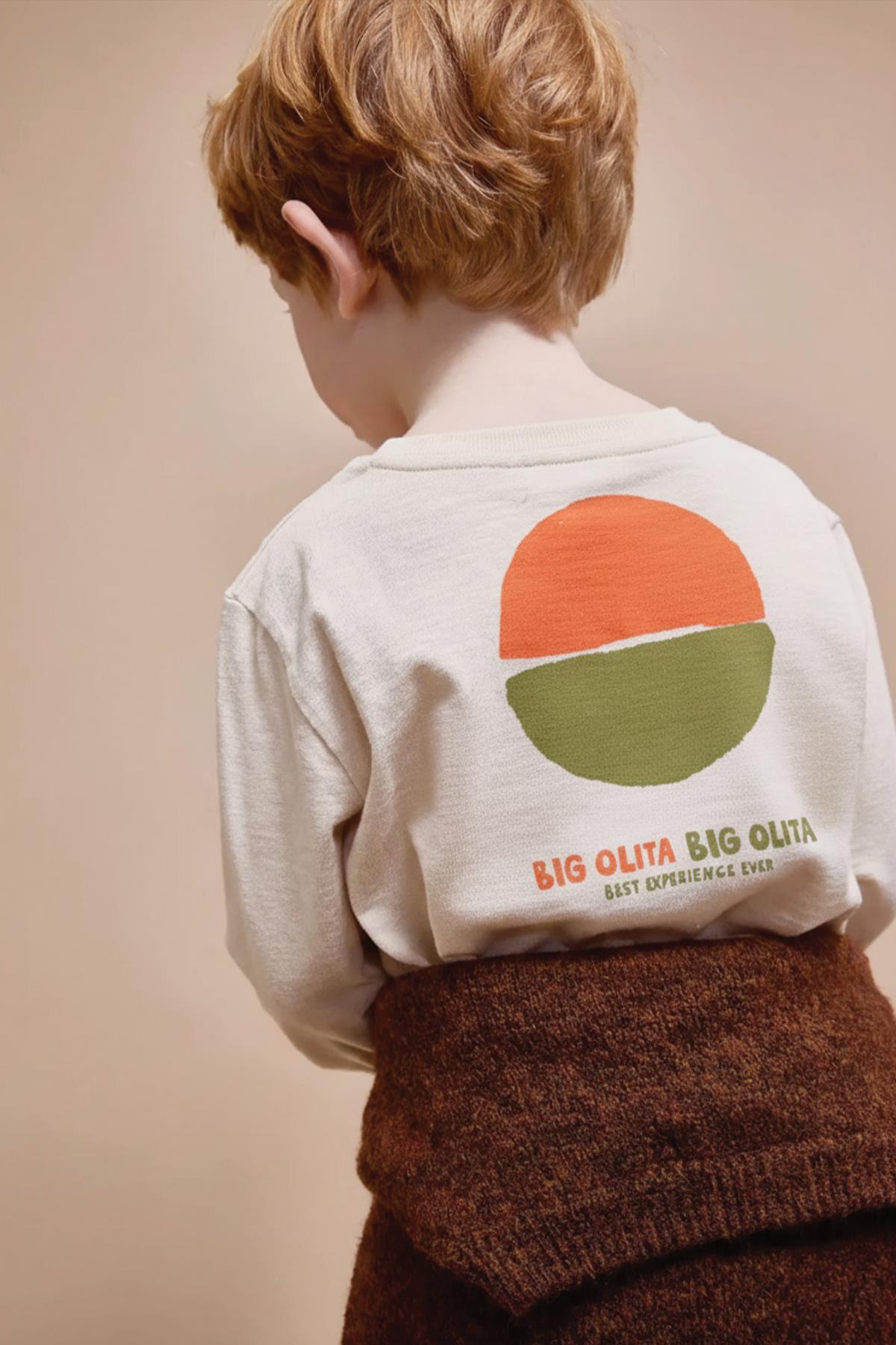 CigitBıg Olıta Baskılı Sweatshirt 2-10 Yaş Ekru