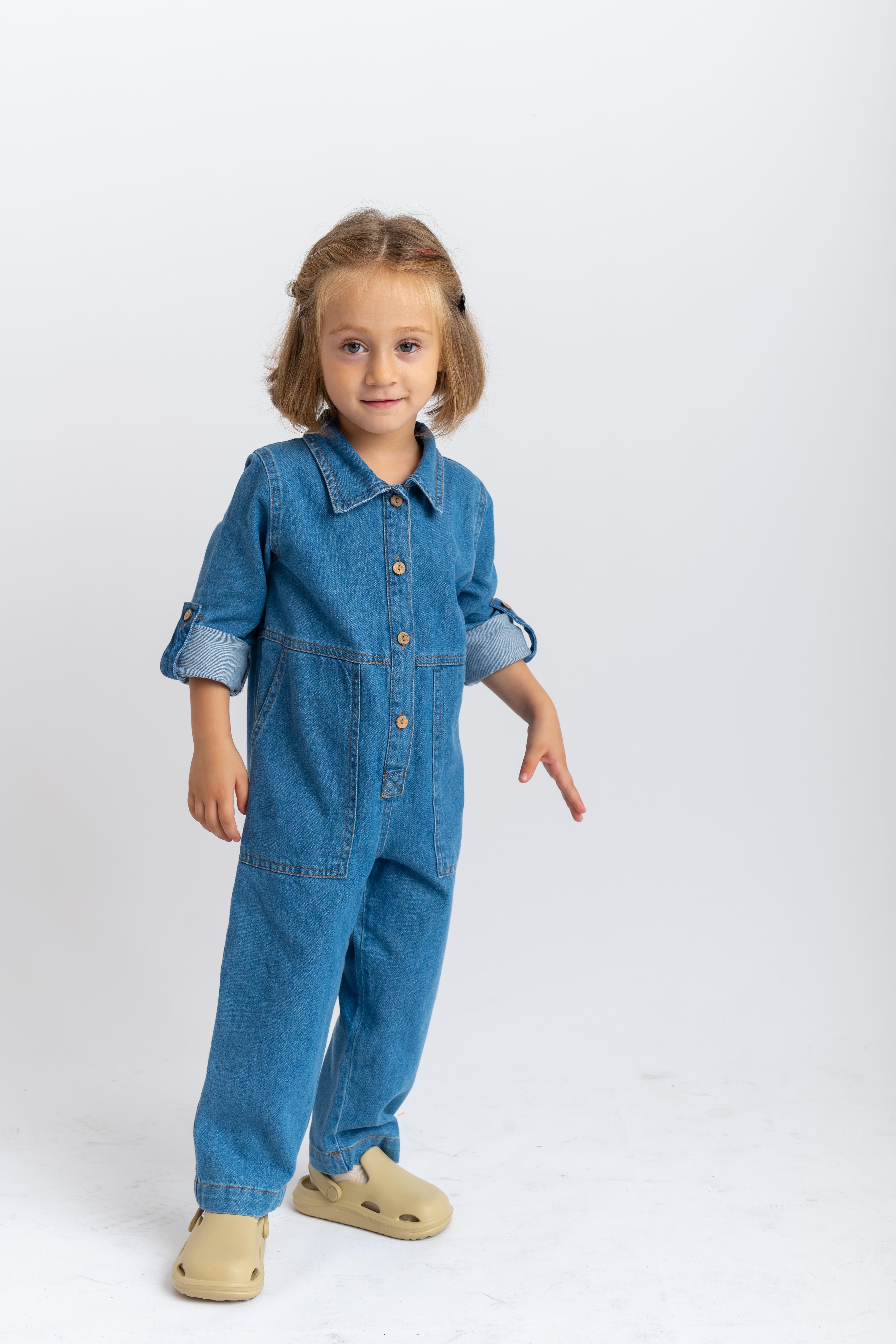 CigitCross Pocket Denim Overalls Age 2-7 BLUE
