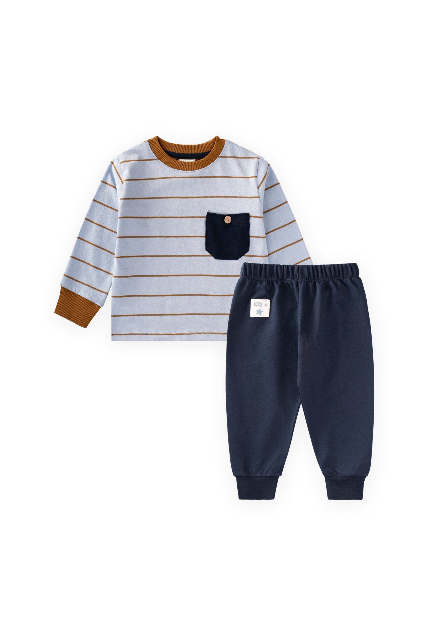 CigitÇizgili Mevsimlik Pijama Takımı 1-8 Yaş Mavi