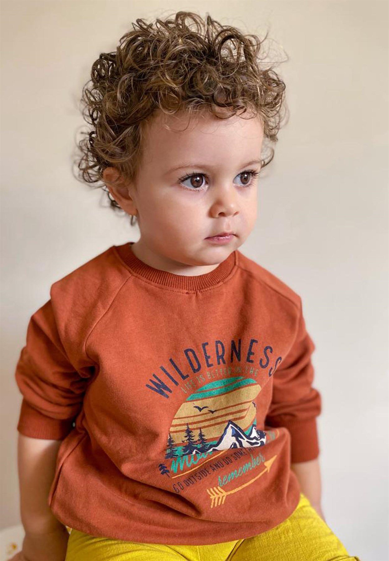 CigitDağ Baskılı Sweatshirt 3-9 Yaş Koyu Kiremit