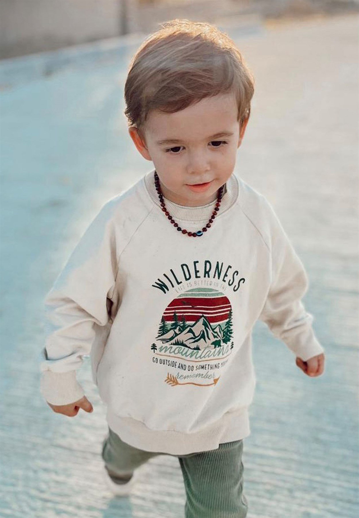 CigitDağ Baskılı Sweatshirt 3-9 Yaş Kum
