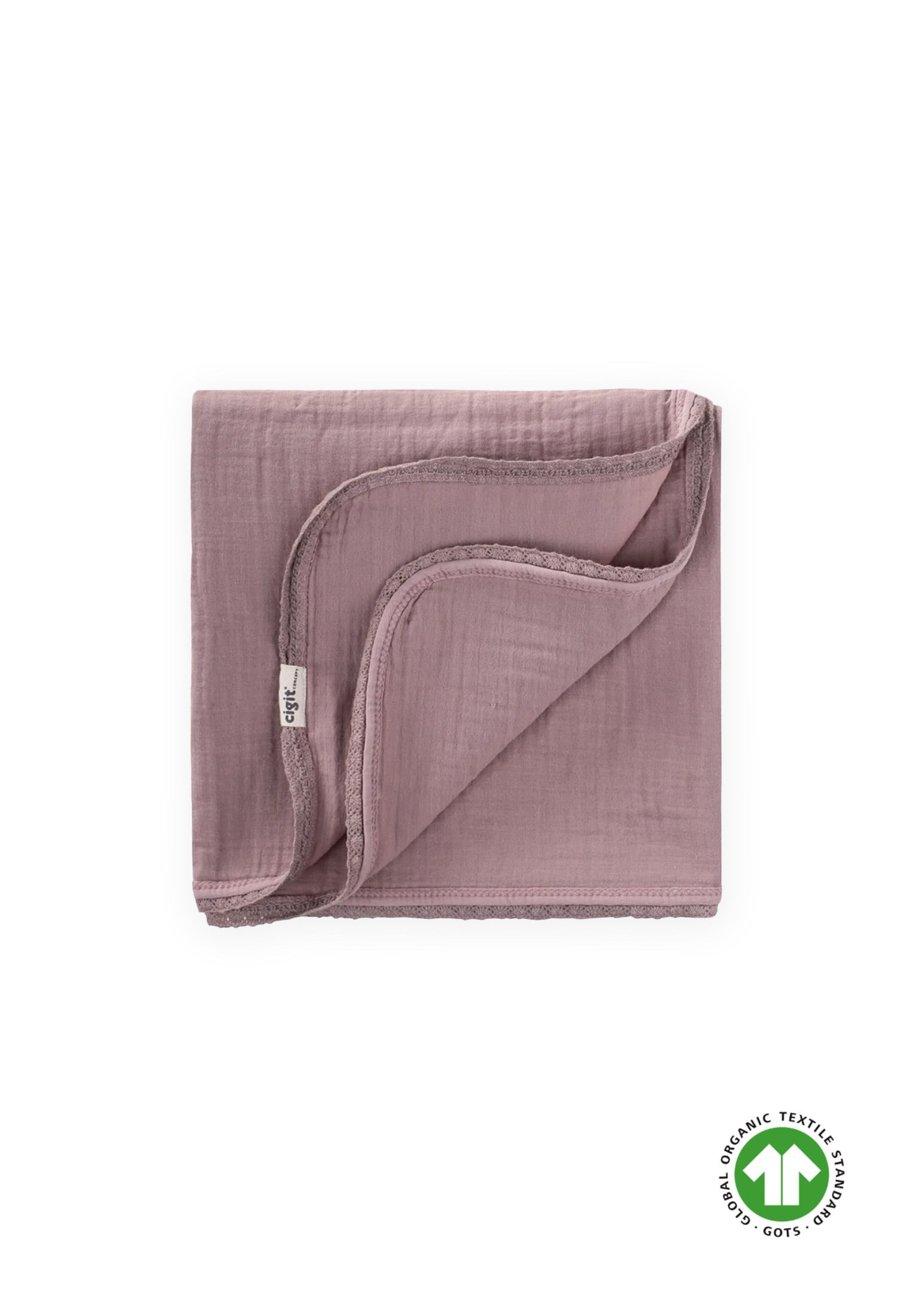 CigitDantel İşlemeli Tekkat Müslin Battaniye 100X100 cm +/- 3 cm Bakır