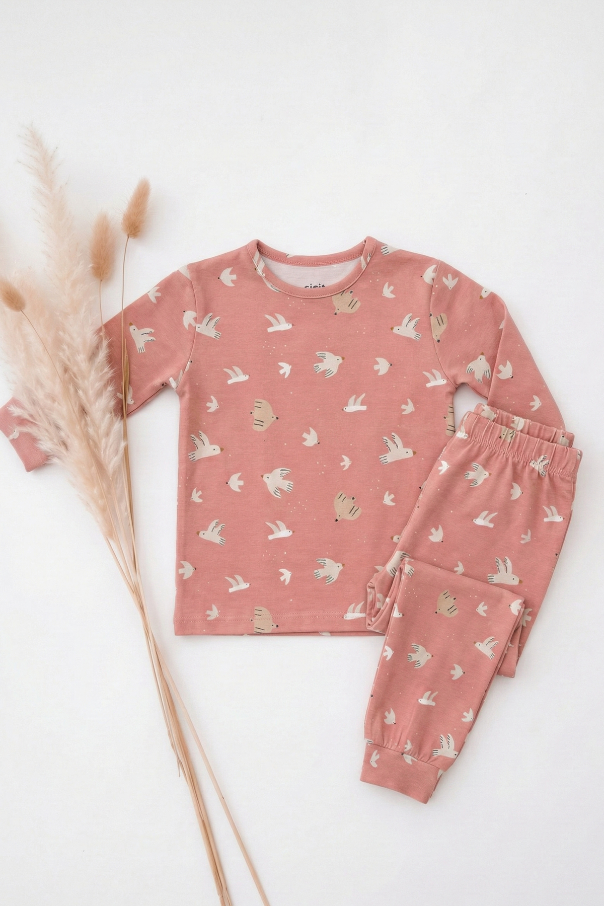 CigitDesenli Mevsimlik Pijama Takım 1-7 Yaş K PEMBE