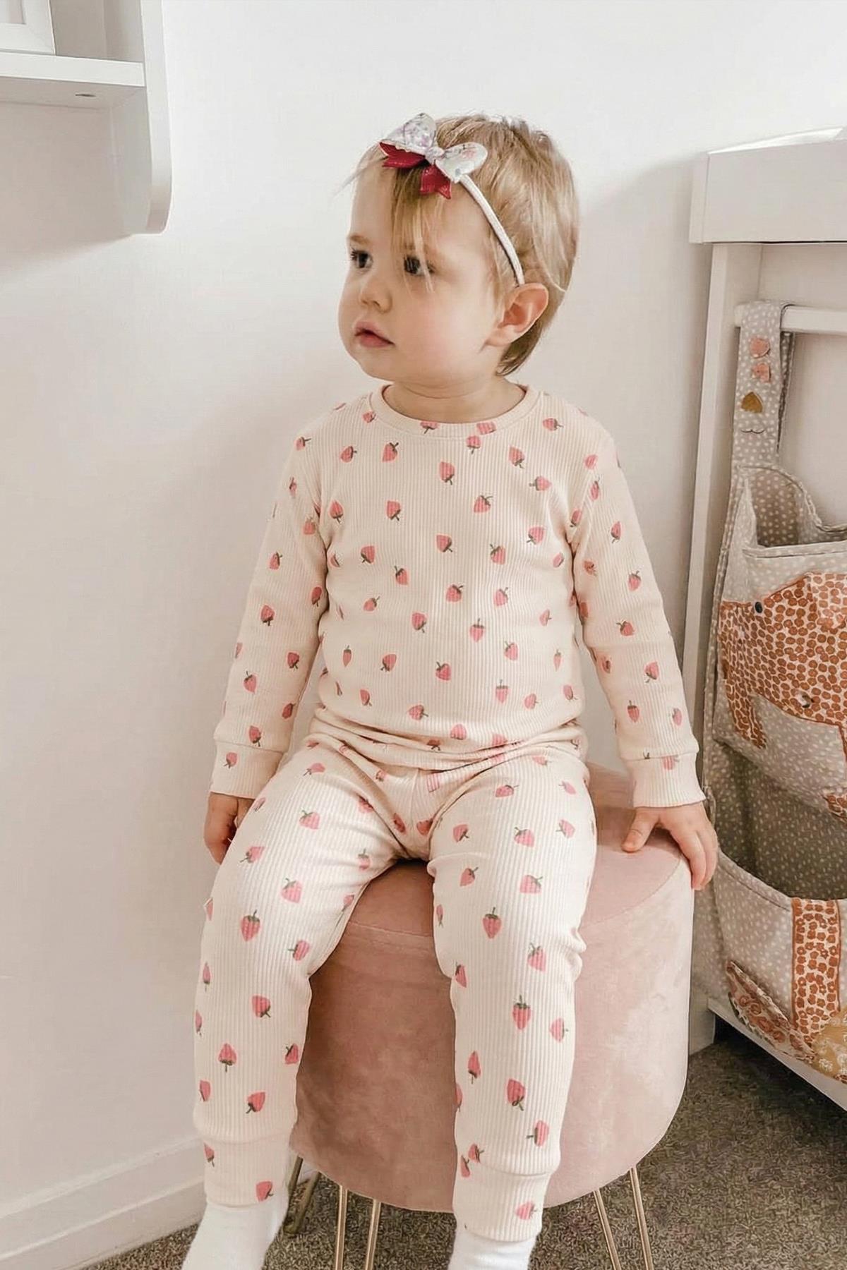 CigitDesnli Fitilli Pijama Takım 1-6 Yaş EKRU