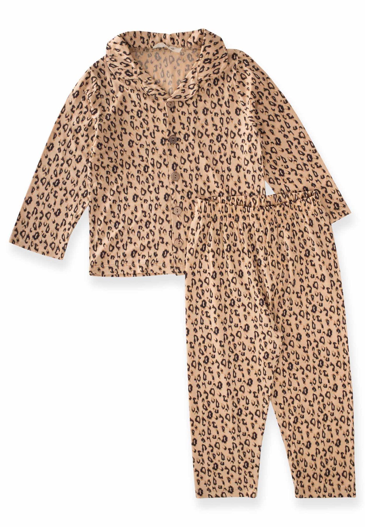 70908 - 5021Dökümlü Gömlek Yaka Pijama Takım 3-9 Yaş BEJ - CigitCigitDökümlü Gömlek Yaka Pijama Takım 3-9 Yaş BEJ