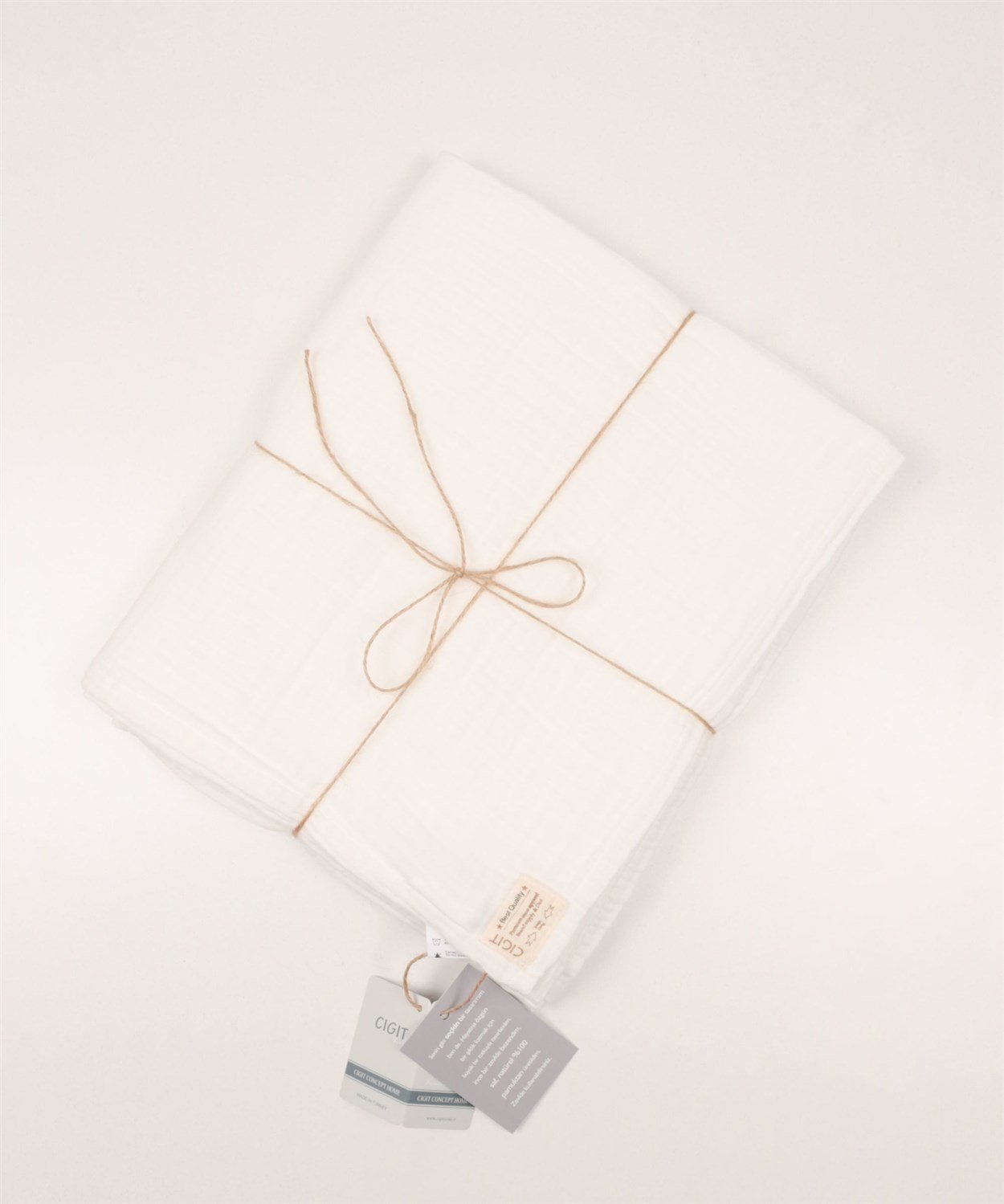 DOUBLE FACE MUSLIN CARSAF 120X150CM +/ - 2 cm BEYAZ