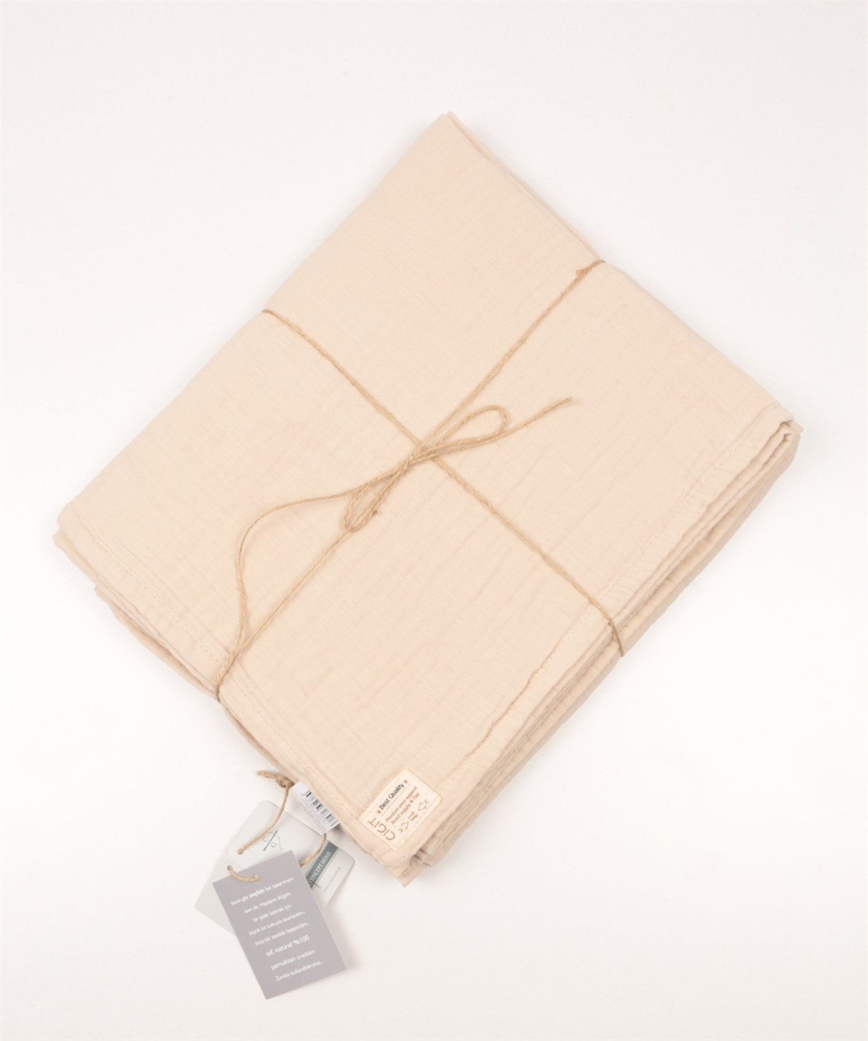 DOUBLE FACE MUSLIN CARSAF 120X150CM +/ - 2 cm BEJ