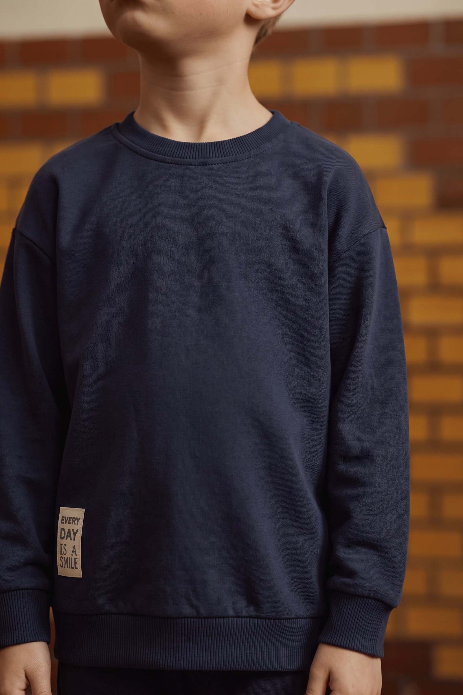 CigitEtiket Detaylı Sweatshirt 2-10 Yaş Lacivert