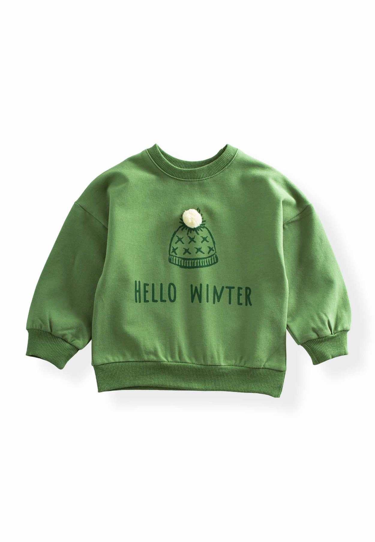 80913 - 5053Fırsat Ürünü - Hello Winter Baskılı Sweatshirt 2-8 Yaş Yağ yeşiliCigitHello Winter Baskılı Sweatshirt 2-8 Yaş Yağ yeşili