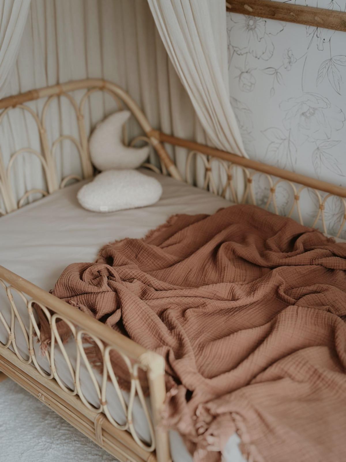 CigitFlora Model Dört Kat Saçaklı Battaniye 100X140 Cm A.KAHVE