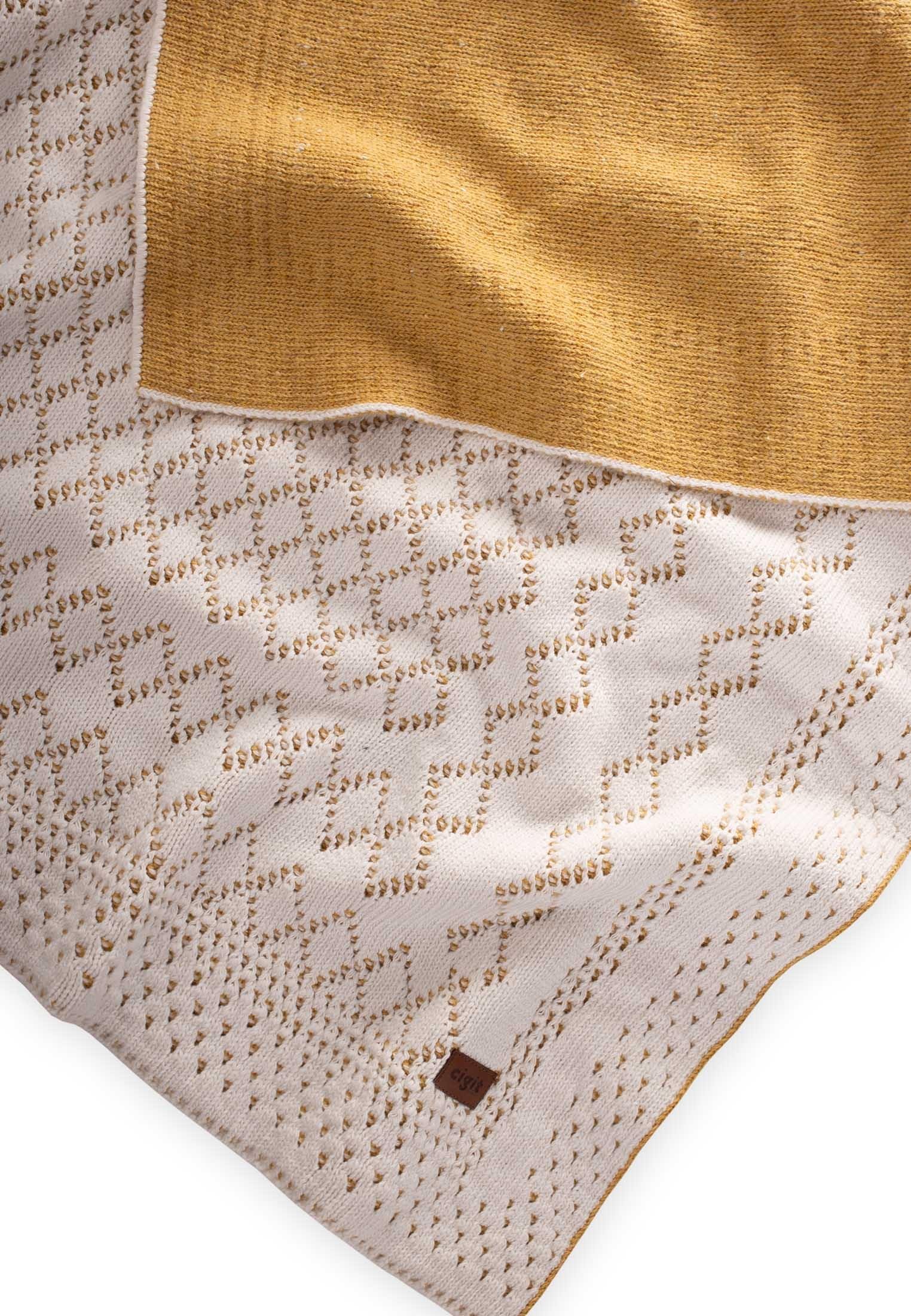 CigitFlorence Model Boxed Blanket 80X100 Cm ECRU MUSTARD