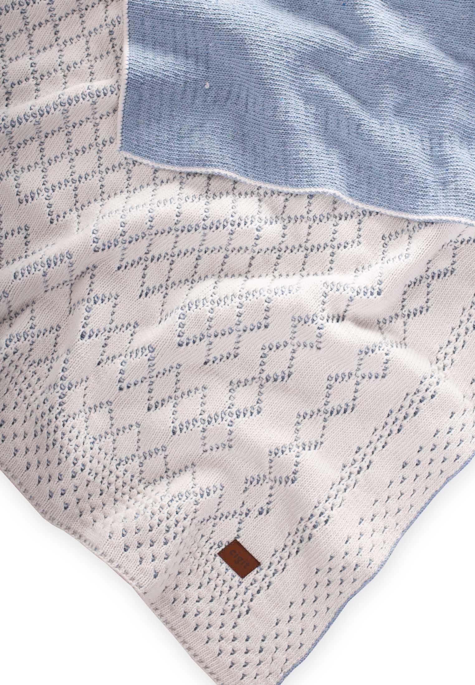 CigitFloransa Model Kutulu Battaniye 80X100 Cm EKRU MAVİ