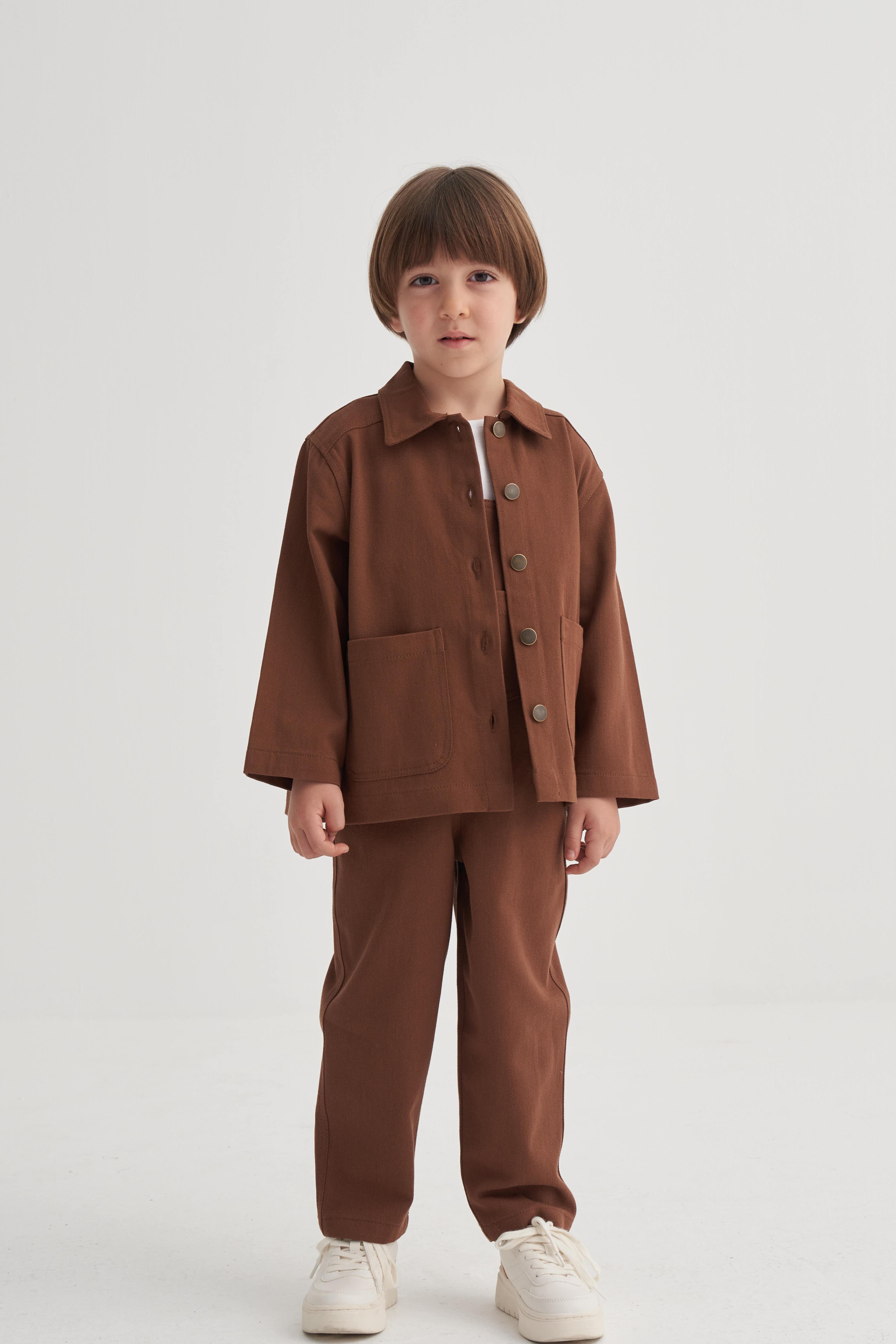 CigitGabardin Ceket 2-7 Yaş Kahve