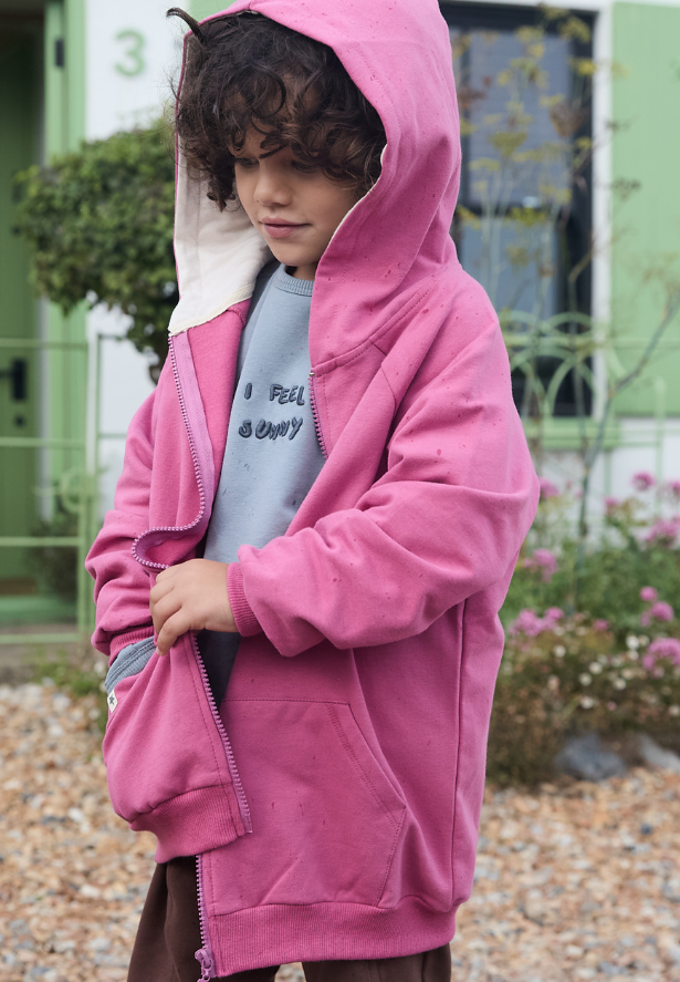 CigitHooded Zipper Cardigan 1-14 Years Fuchsia