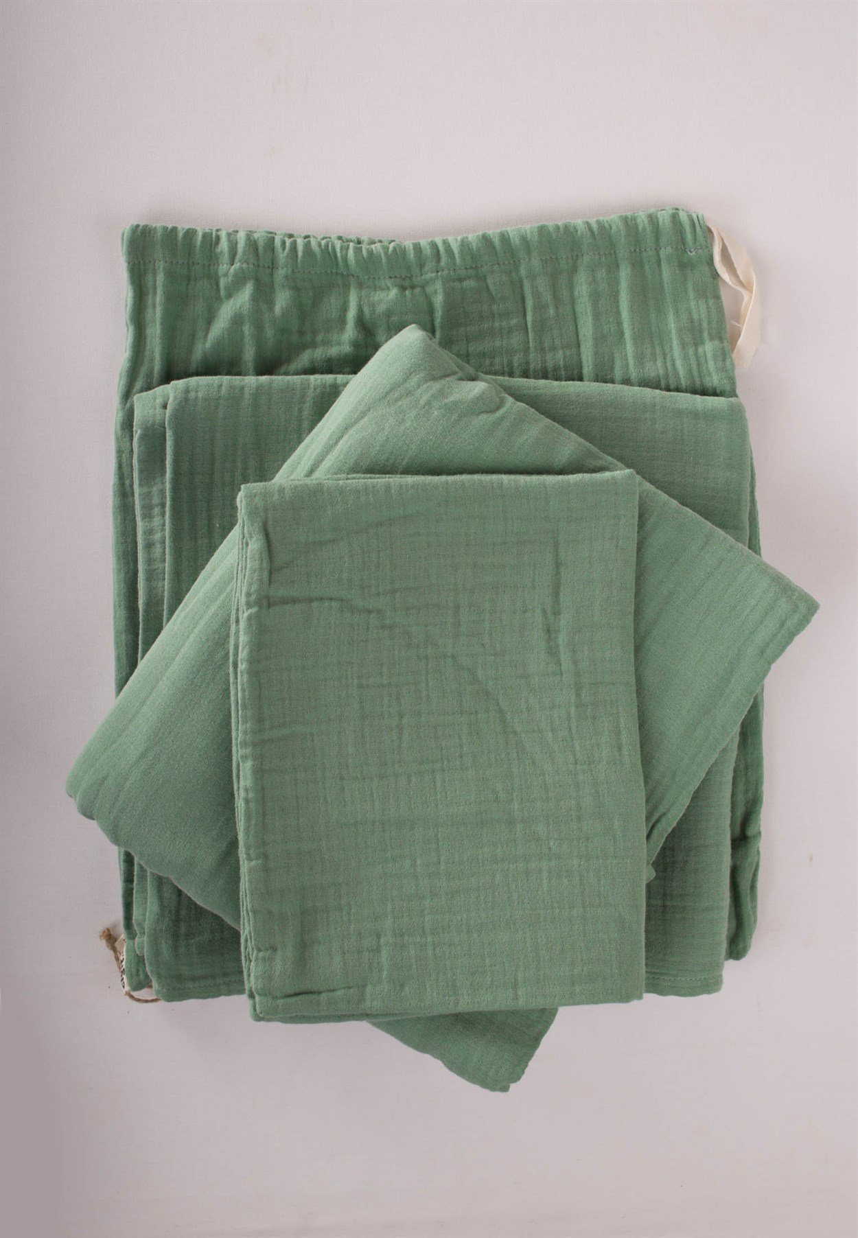 100117 - 58Keseli Müslin Nevresim Takımı 100X135 cm +/ - 3cm Çarşaf 120X150 Yastık 35X45 cm Yeşil  - CigitCigitKeseli Müslin Nevresim Takımı 100X135 cm +/ - 3cm Çarşaf 120X150 Yastık 35X45 cm Yeşil 