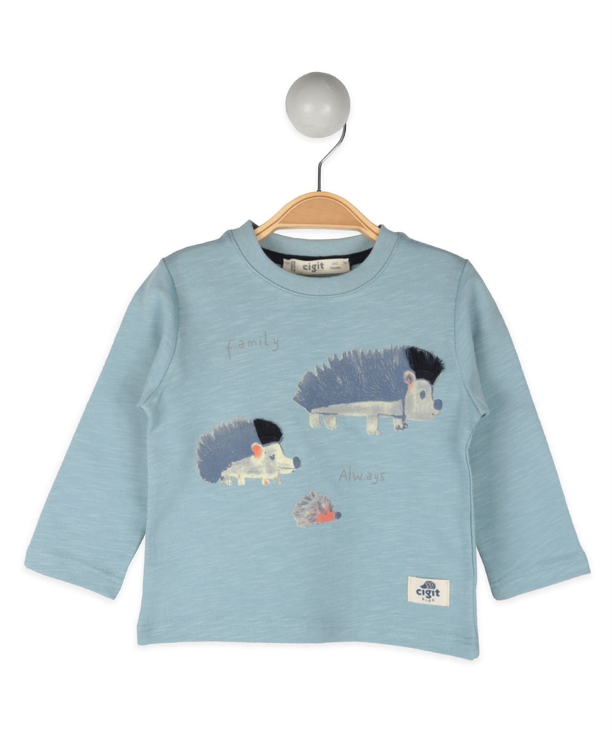 KIRPI BASKILI SWEAT-SHIRT 0-4 YAS TURKUAZ